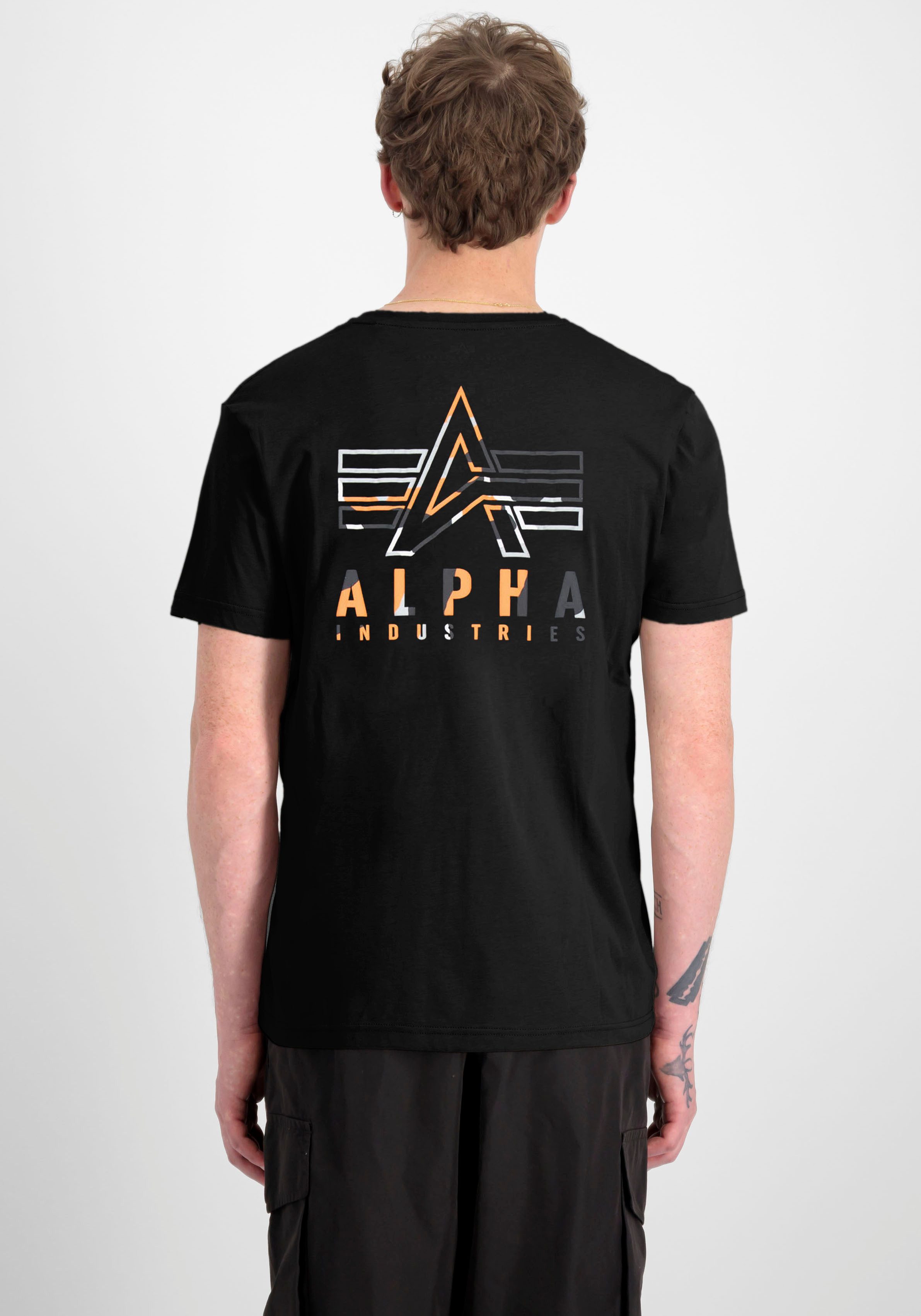 Alpha Industries Shirt met ronde hals Camo Logo Puff Print BP T
