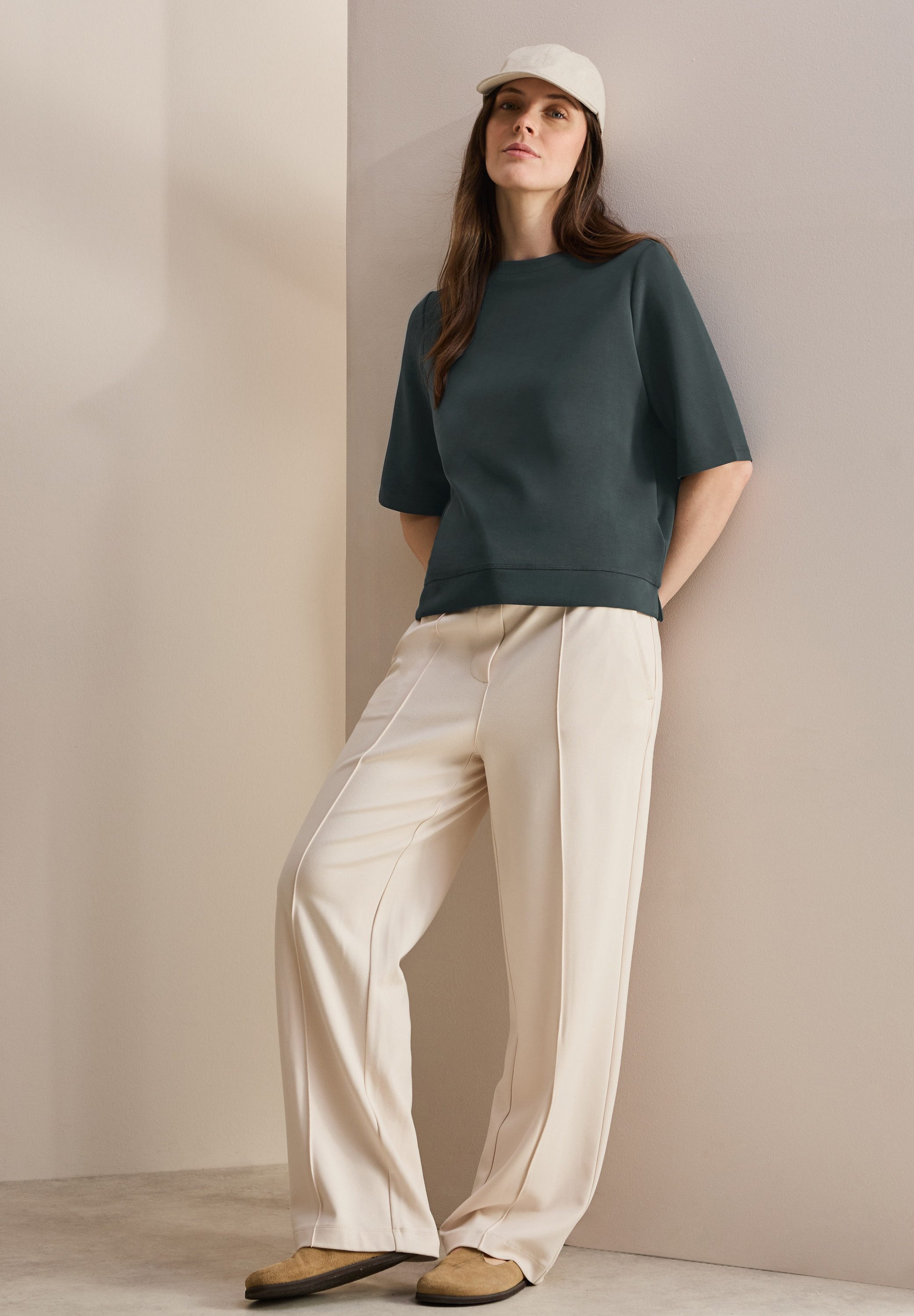 Cecil Sweatshirt korte mouwen, met u-hals