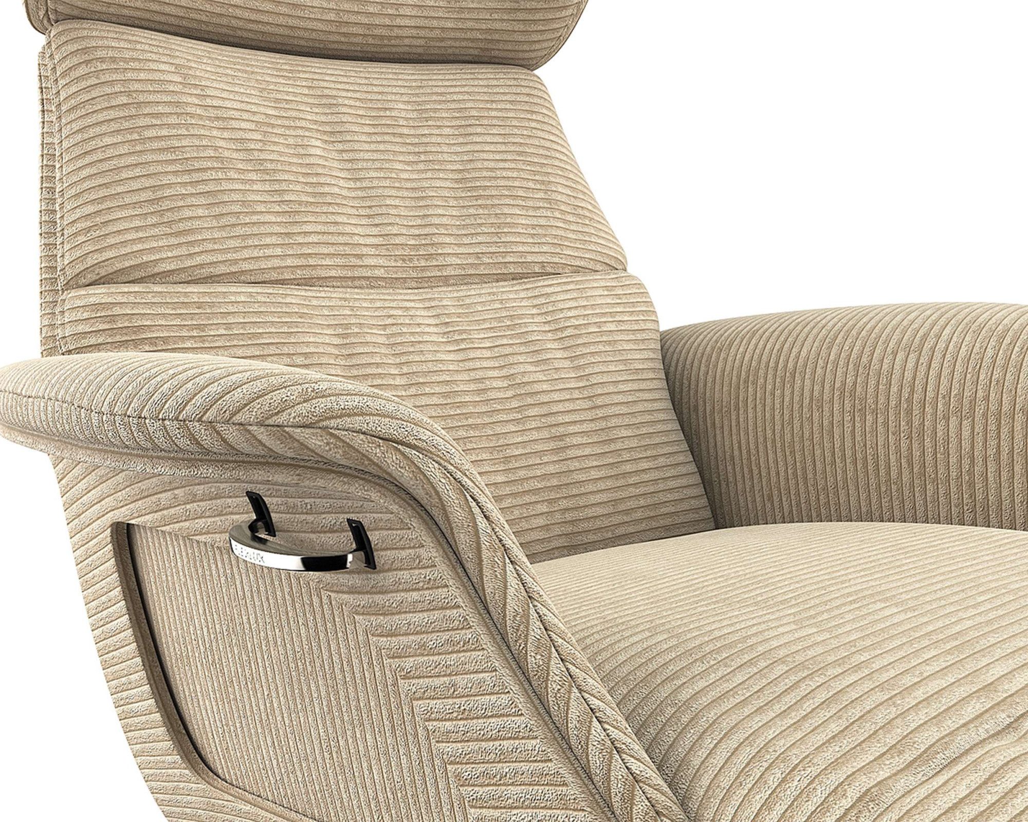 FLEXLUX Loungestoel Clement chaise longue, relaxstoel, ligstoel Rug- en hoofdsteunverstelling, armleuning gepolsterd geolied, voet van aluminium