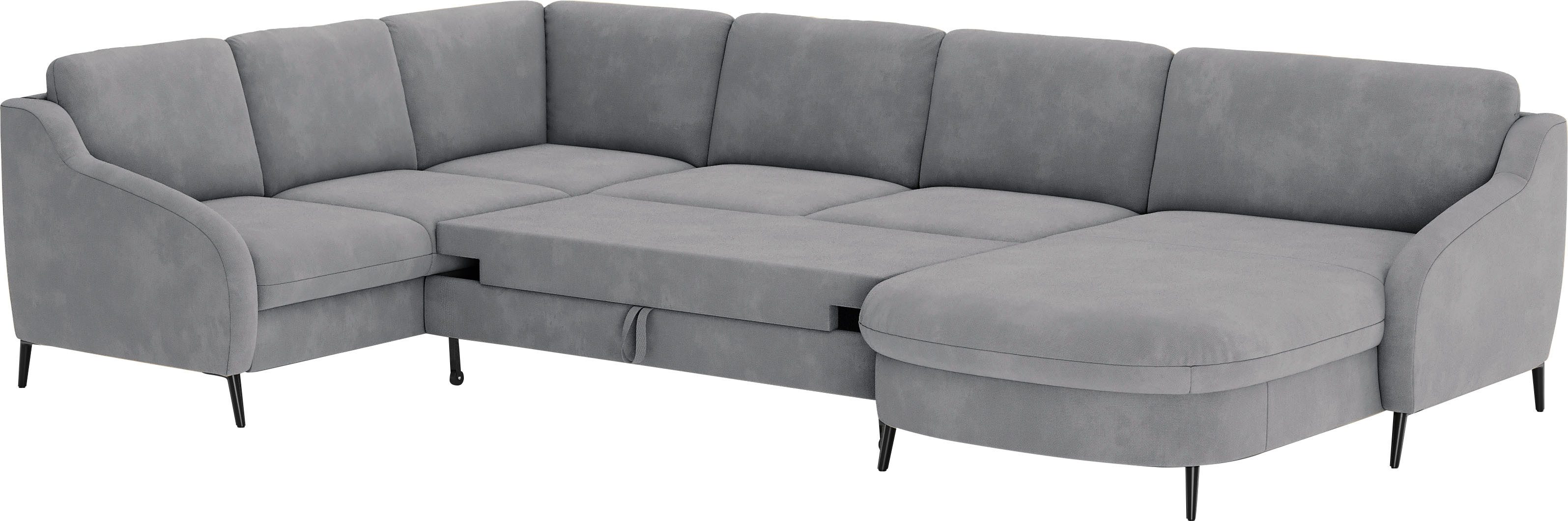 sit&more Zithoek Soul U-model optioneel met bedfunctie en bedlade of lade
