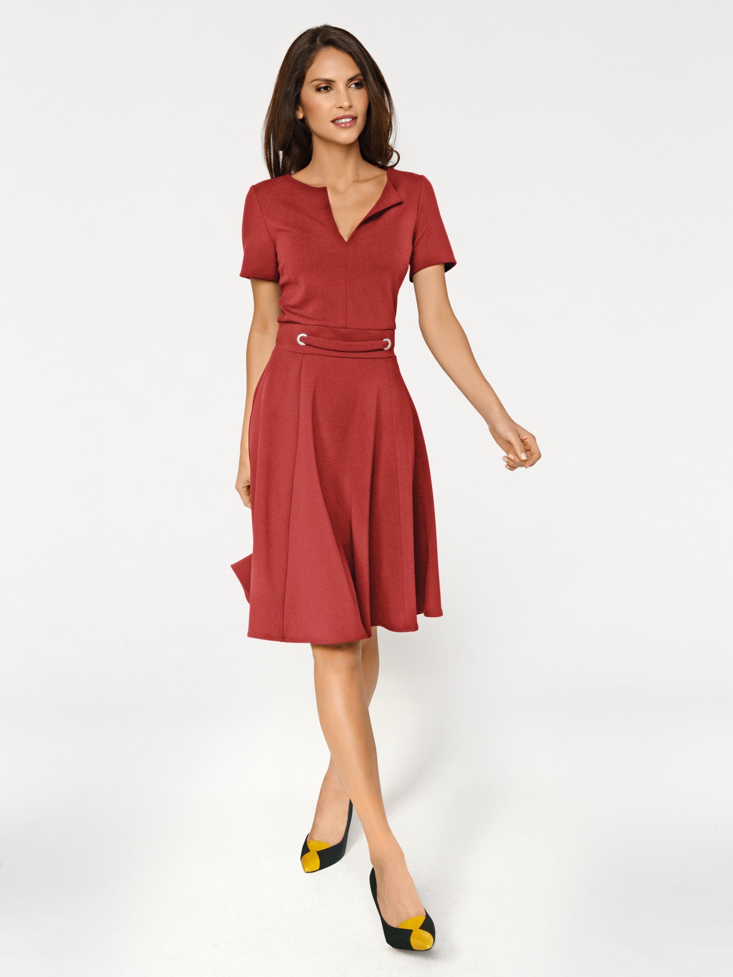 ashley brooke by heine jurk in a-lijn met sierringen rood