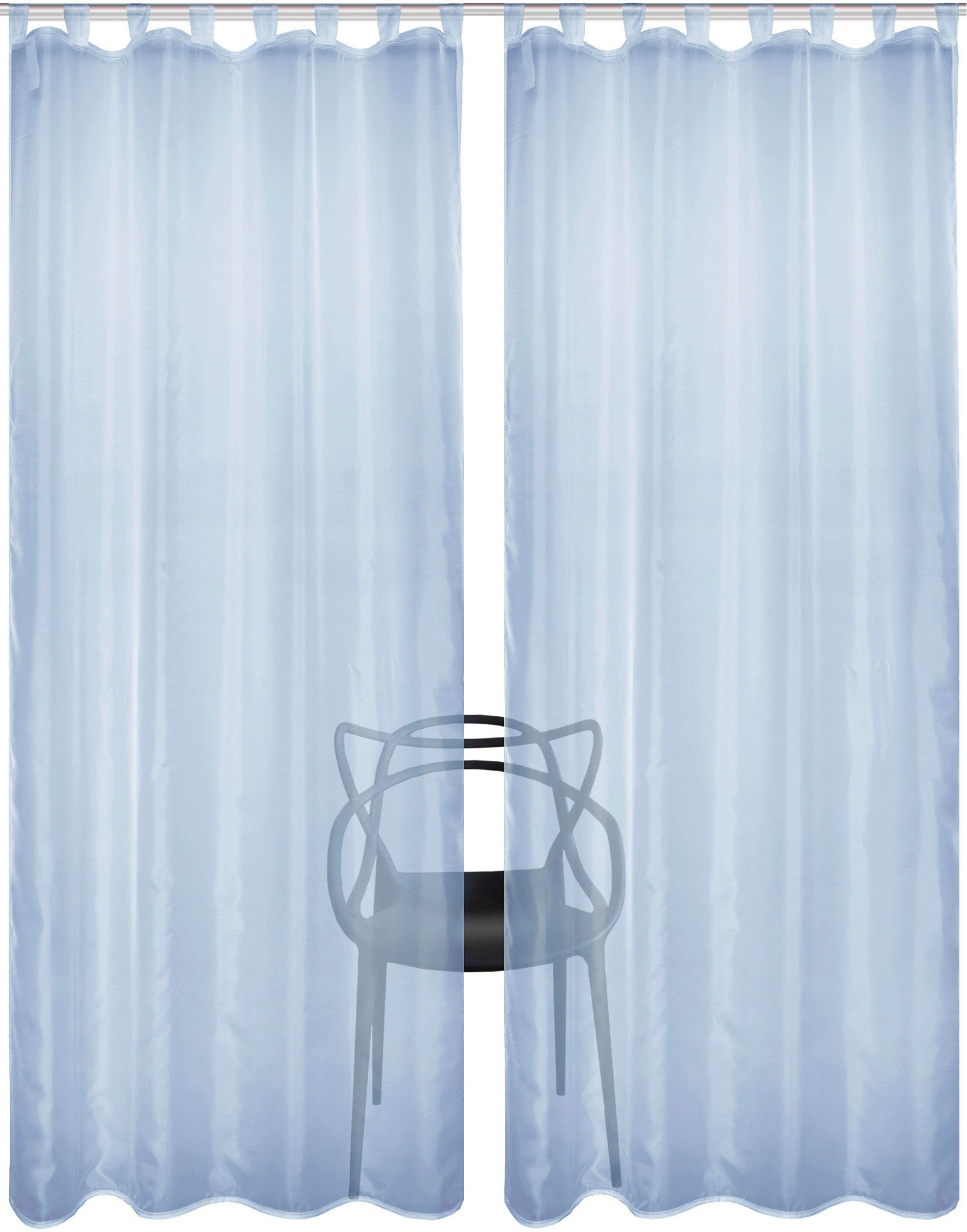 HOME WOHNIDEEN Gordijn NESSI 2-DELIG PAKKET Effen, voile, transparant, lussen incl. trekband, 2-pack (2 stuks)