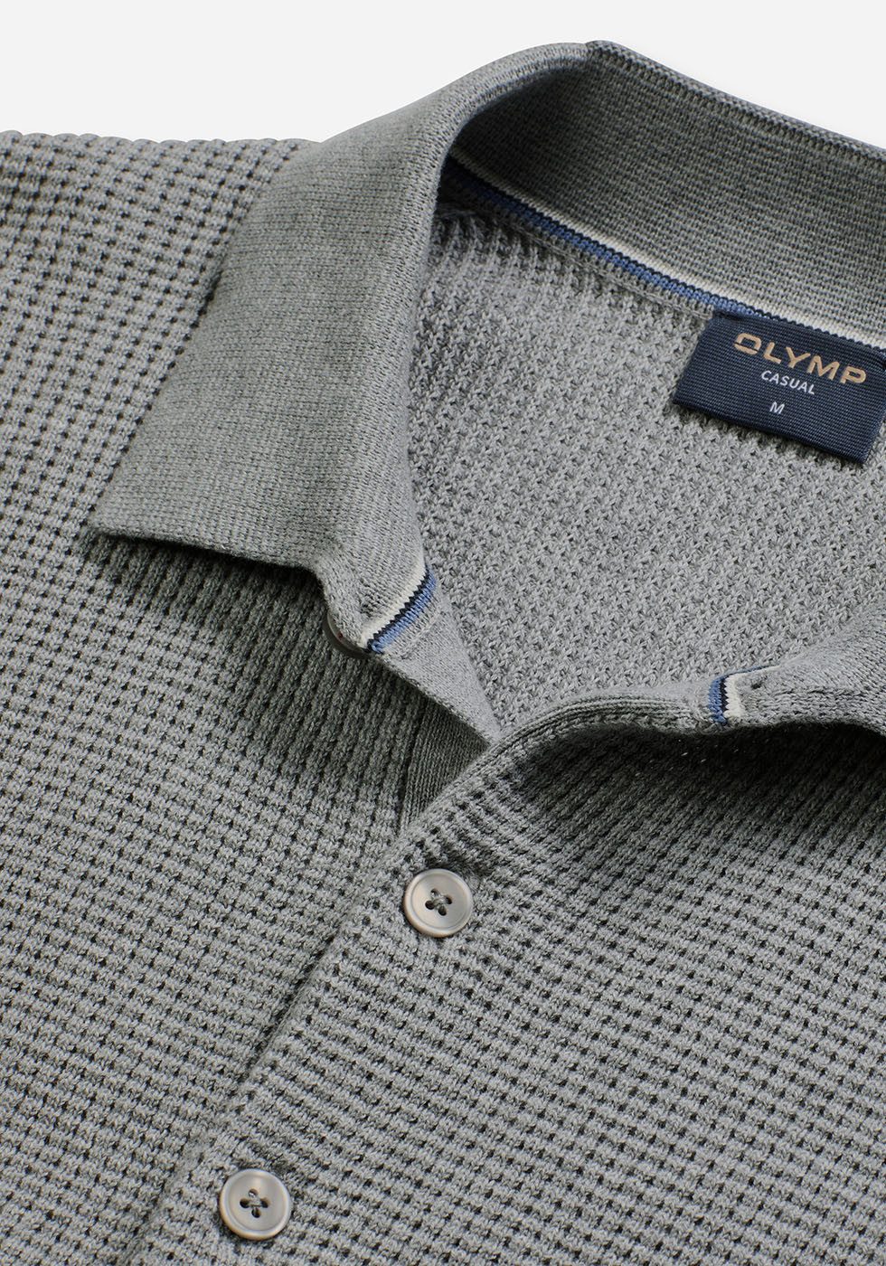 OLYMP Trui met polokraag Waffle Structure Pullover