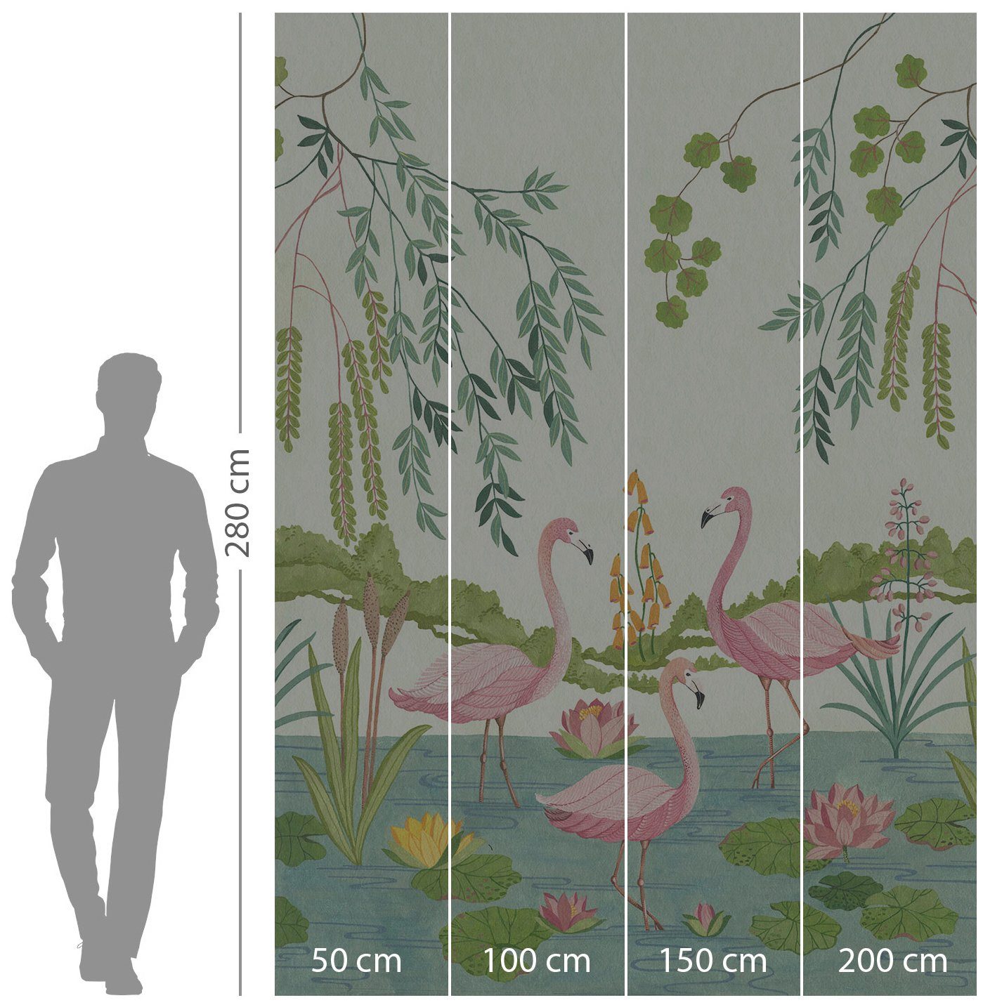 Komar Vliesbehang Digitale print vlies - Flamingo Vibes - Afmeting 200 x 280 cm