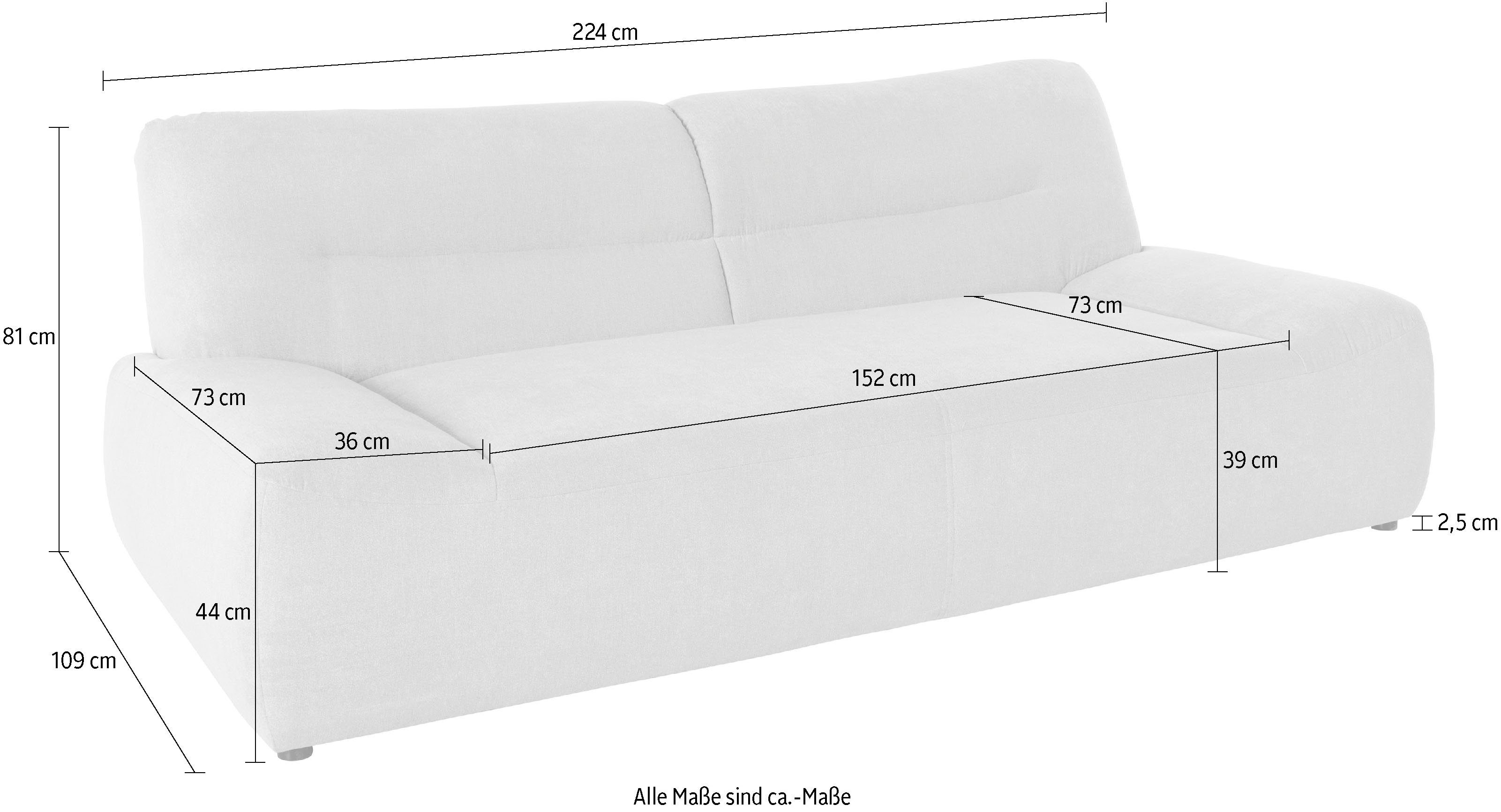 DOMO collection 2,5-zitsbank Cesena modern, elegant en tijdloos, comfortabel, platte armleuningen