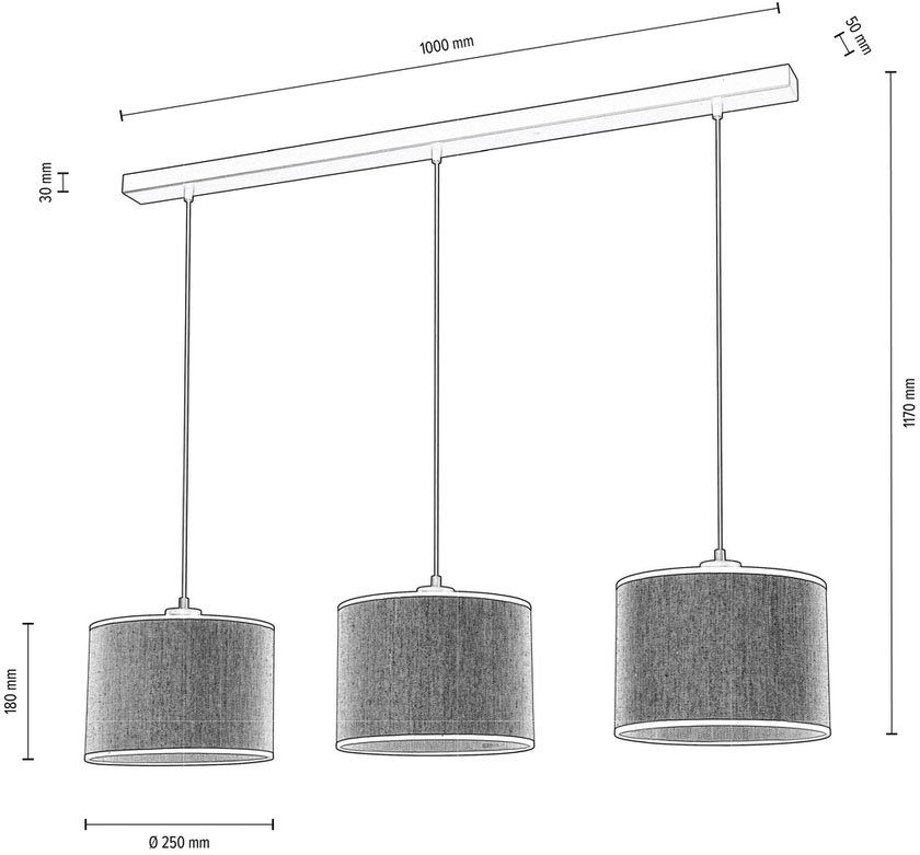 andas Hanglamp Virrat, in Scandinavische stijl Hanglamp met linnen kap, in tijdloos ontwerp, gemaakt in Europa (7 stuks)