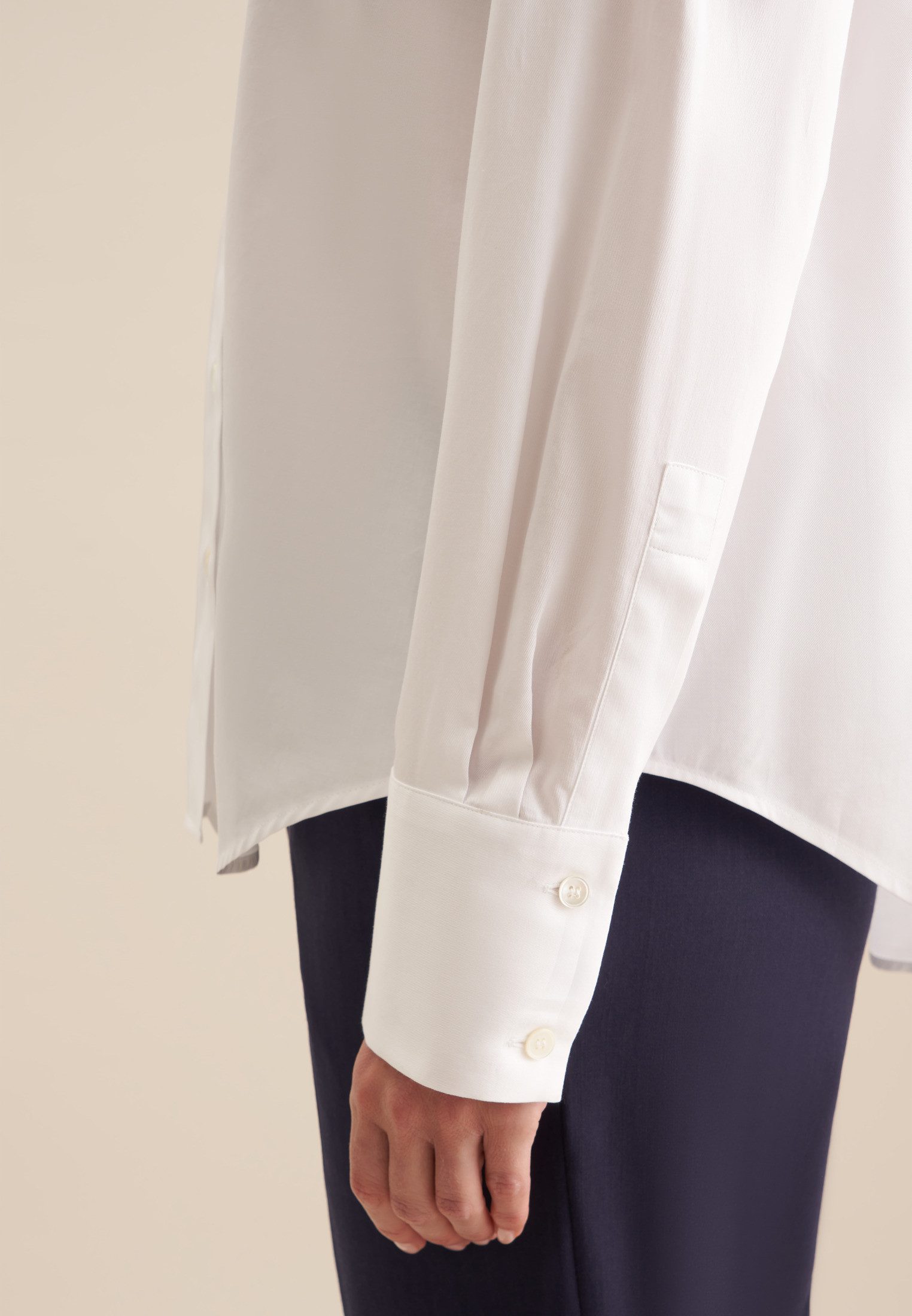 seidensticker Overhemdblouse Zwarte roos Lange mouwen kraag uni