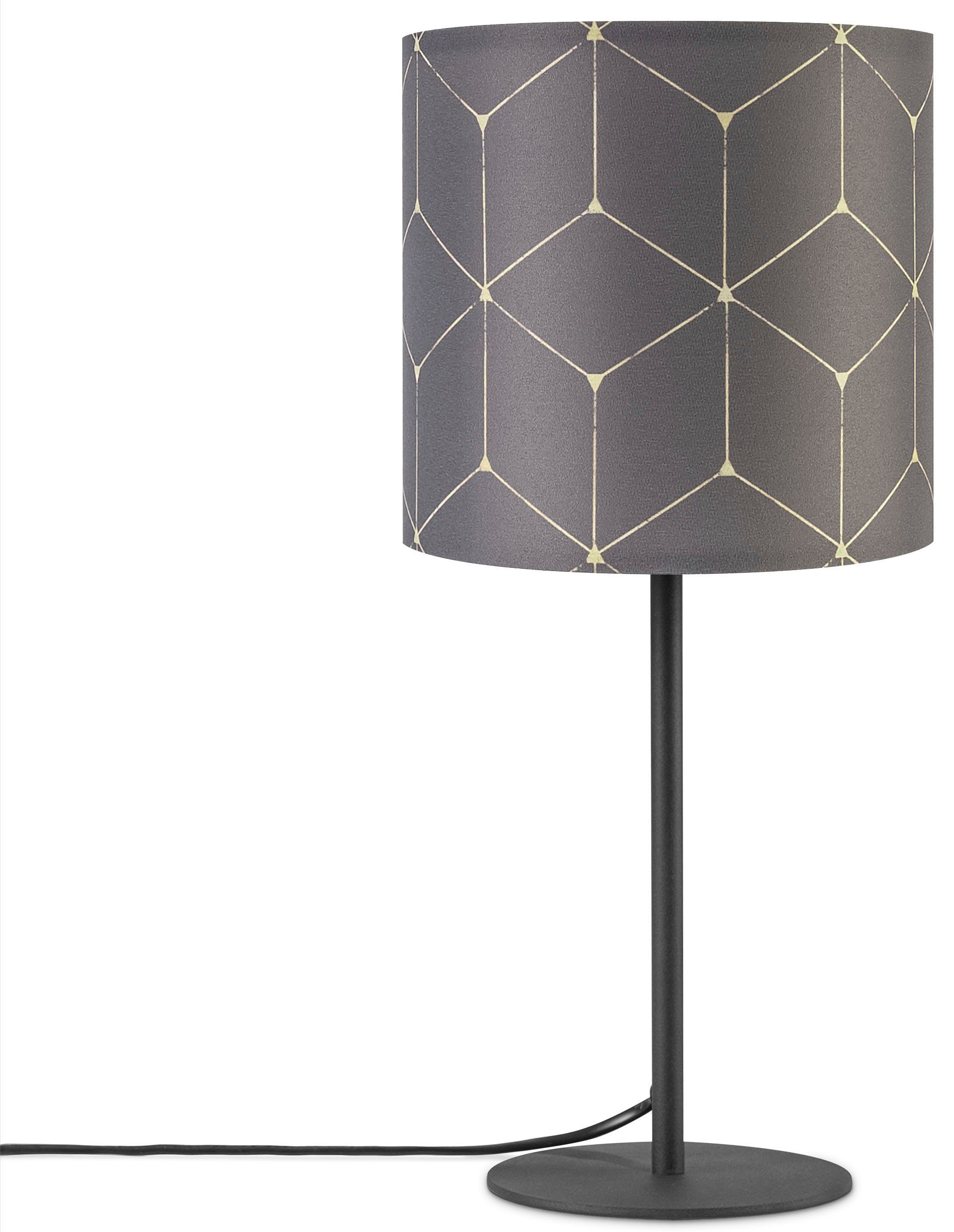 Paco Home Tafellamp Luca Cube Schrijf lampenkap stof nacht met schakelaar tafellampen zwart