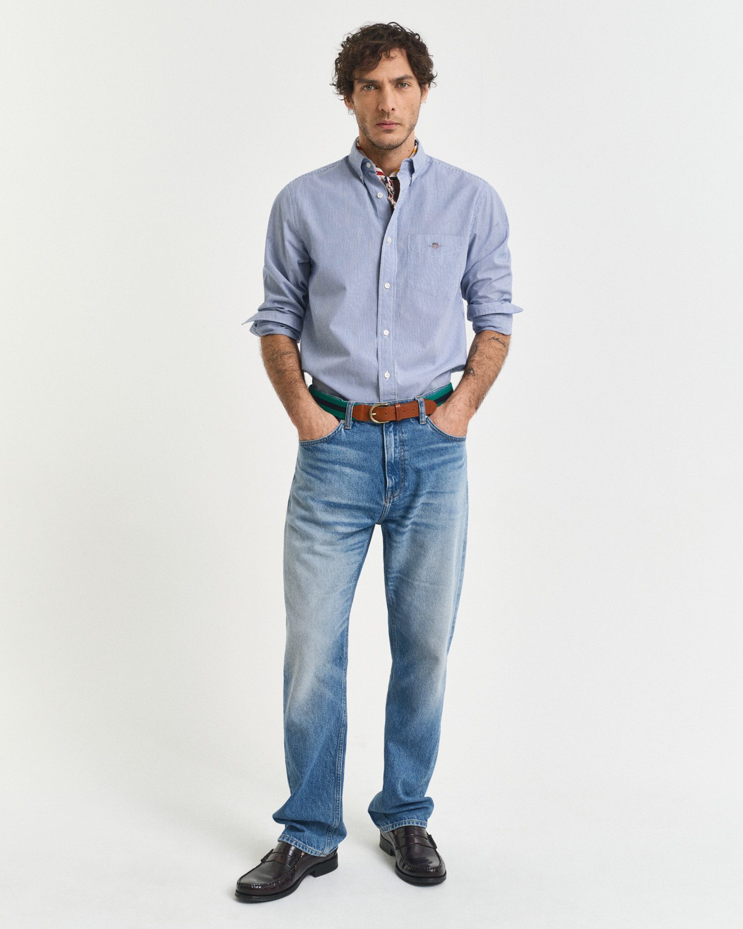 Gant Overhemd met lange mouwen REG POPLIN BANKER SHIRT Banker Stripe popeline, lichte katoen