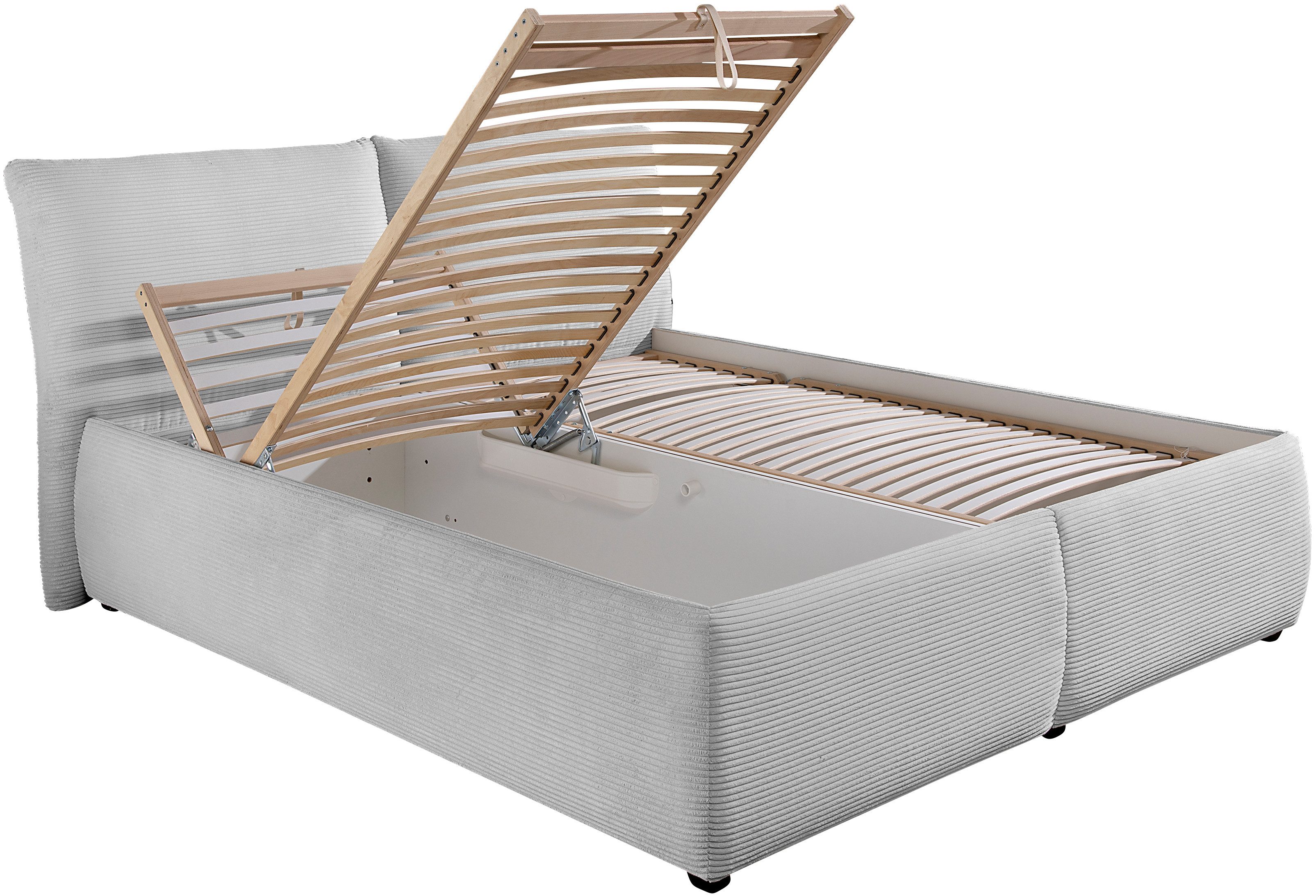Maintal Gestoffeerd bed Wiesenbach, met cord-stof optioneel in hardheidsgraad h2, h3 of h4