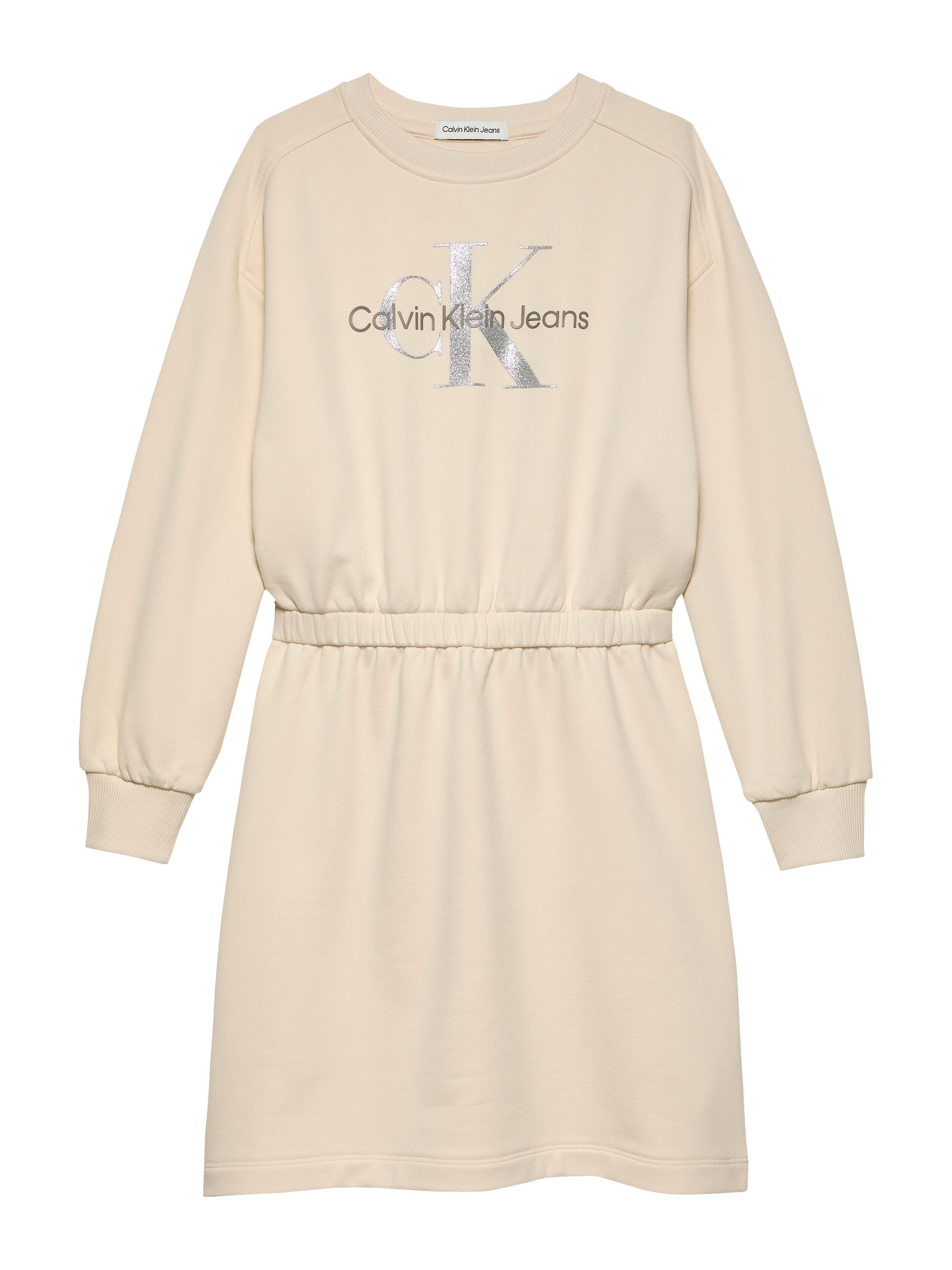 Calvin Klein Sweatjurk GLITTER MONOLOGO HWK DRESS voor kinderen tot 16 jaar met logo-opdruk