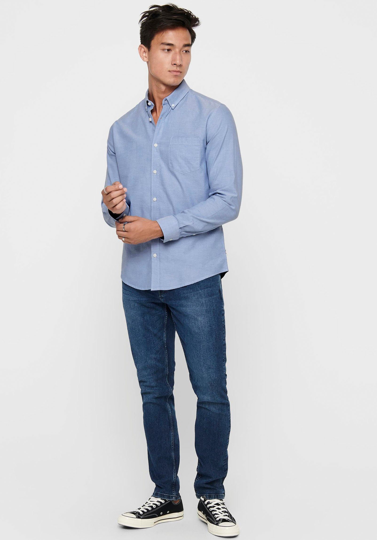 ONLY & SONS Overhemd met lange mouwen ONSALVARO SLIM LS OXFORD SHIRT NOOS