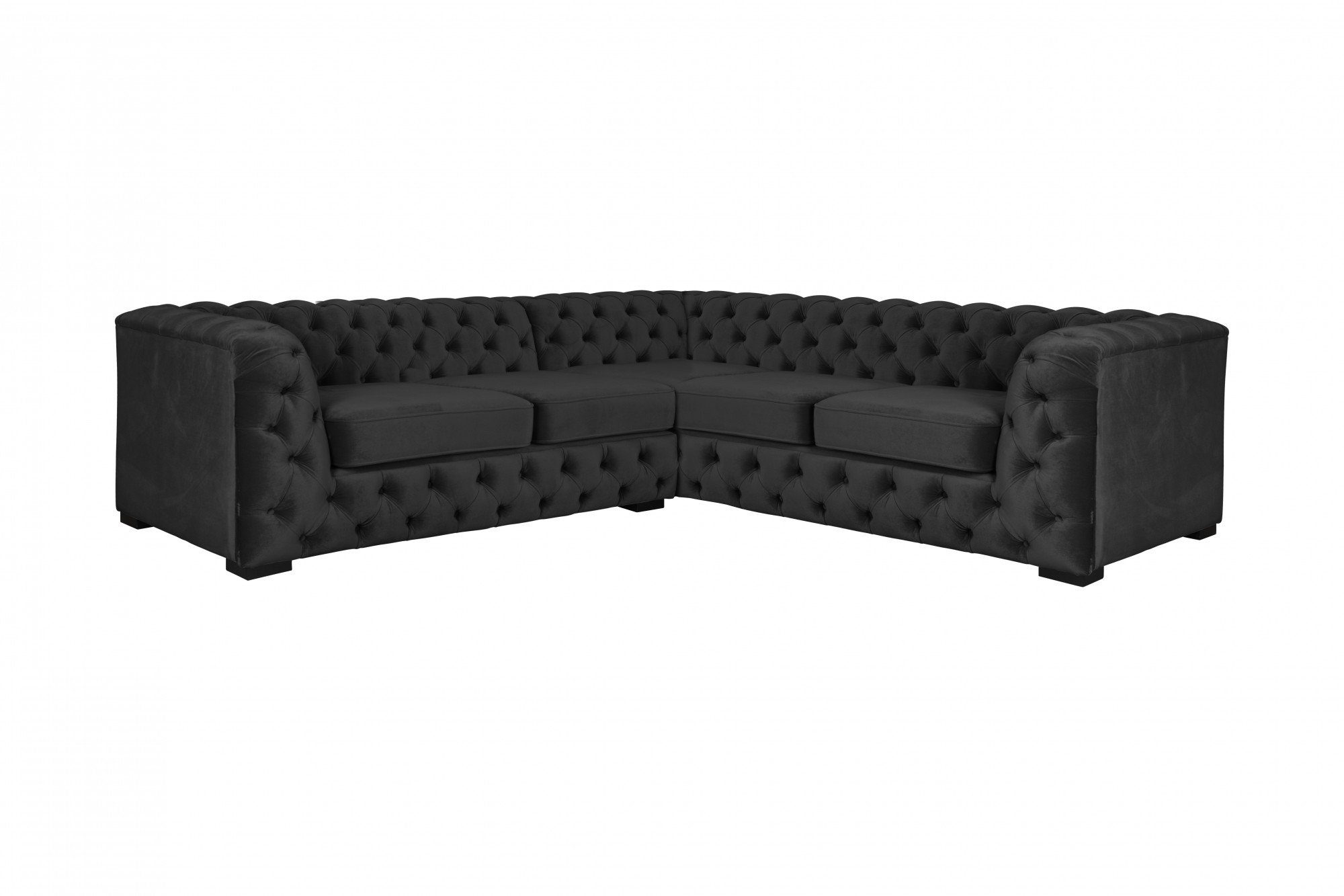 Guido Maria Kretschmer Home&Living Chesterfield-bank KALINA L-vorm hoogwaardig chesterfield design, zeer hoogwaardige afwerking zwart, chesterfield