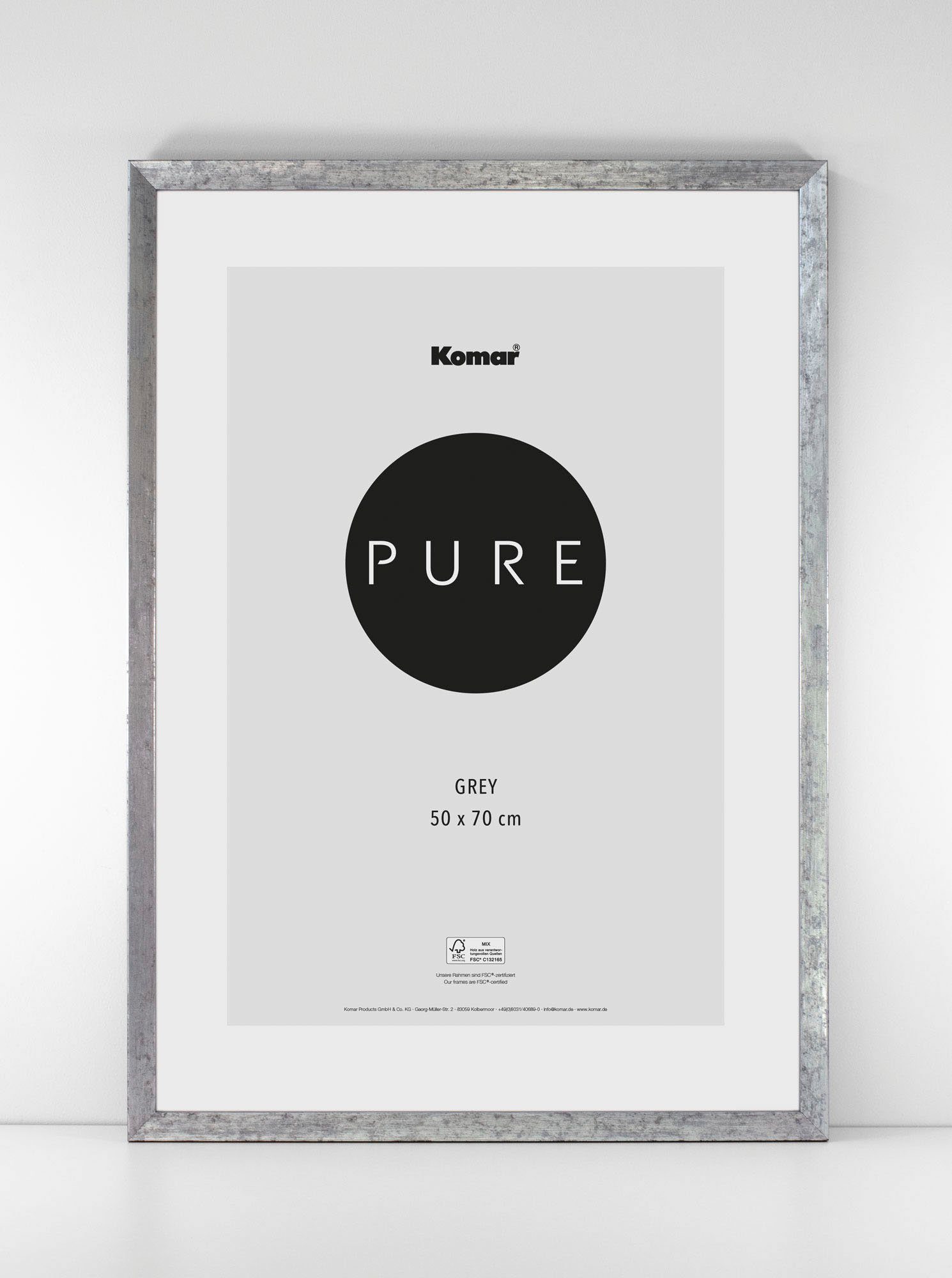 Komar Fotolijstje Stone Echt houten frame met hoogtransparant acrylglas fotolijsten maat 50 cm x 70 cm x 1,5 cm zilver(kleur)