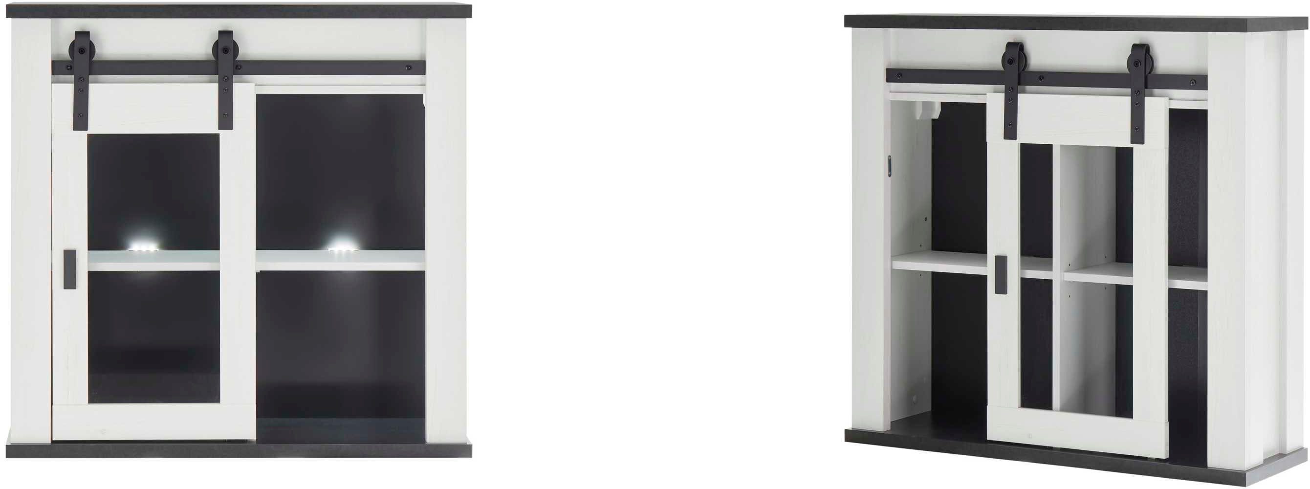 Home affaire Hangend kastje Sherwood met schuurdeurbeslag van metaal, hoogte 90 cm