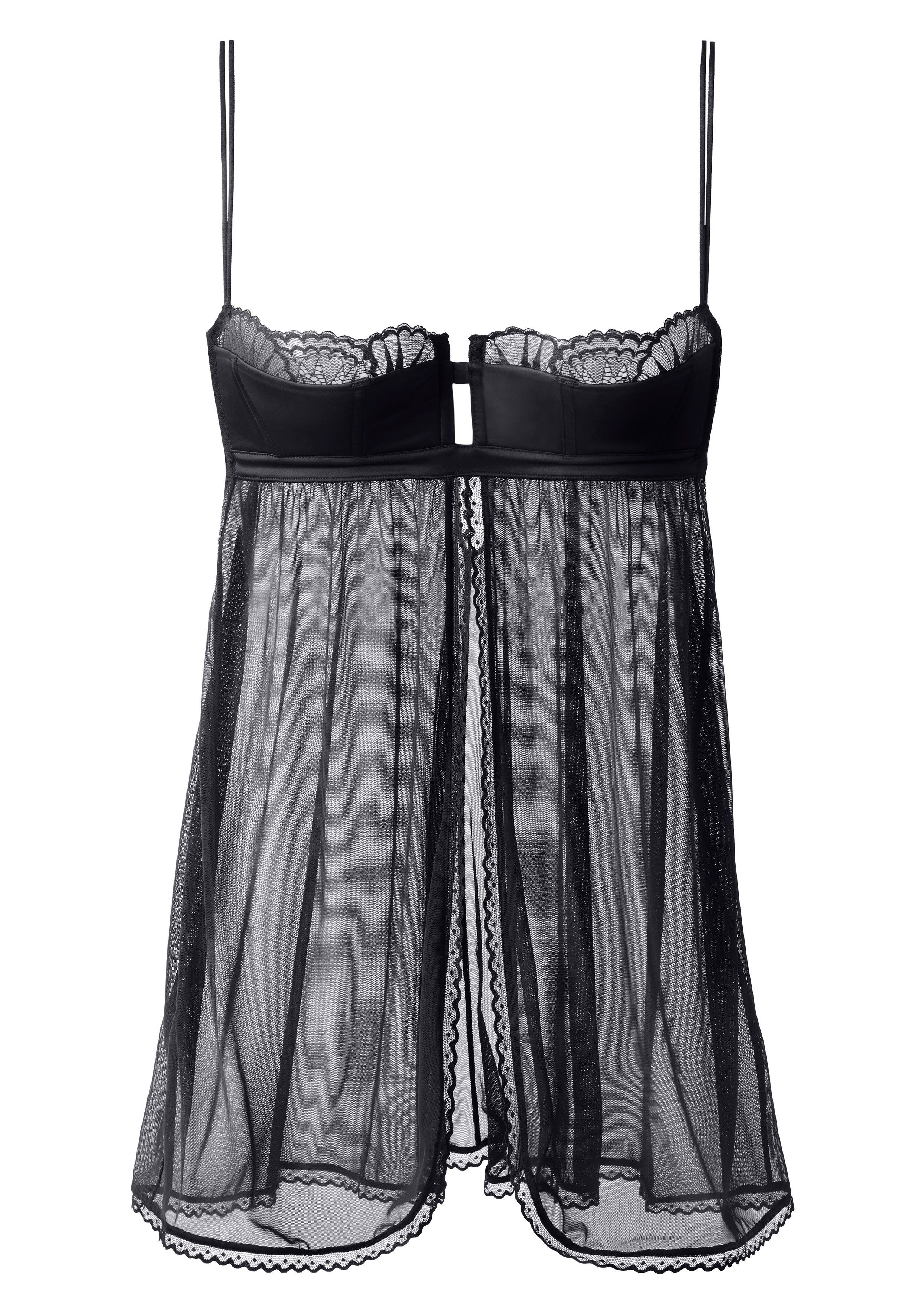 petite fleur gold Negligé van edel satijnmateriaal en subtiel transparant mesh lingerie