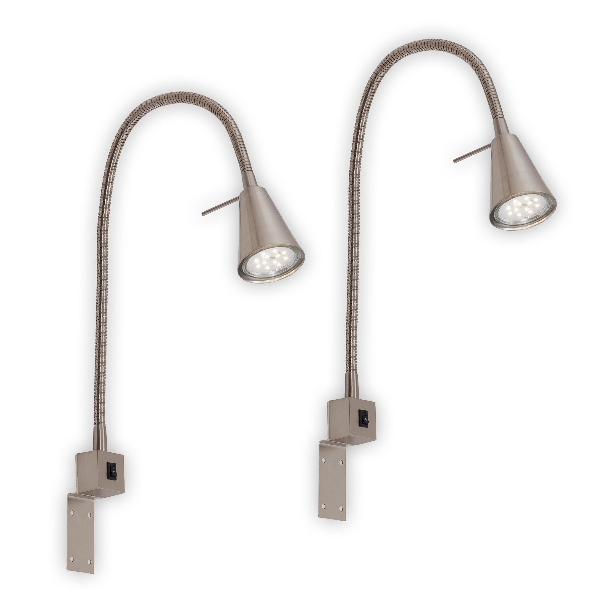 Briloner Leuchten Led-wandlamp 2-pack LED bedlamp slaapkamer woonkamer mat-nikkel wandlampen