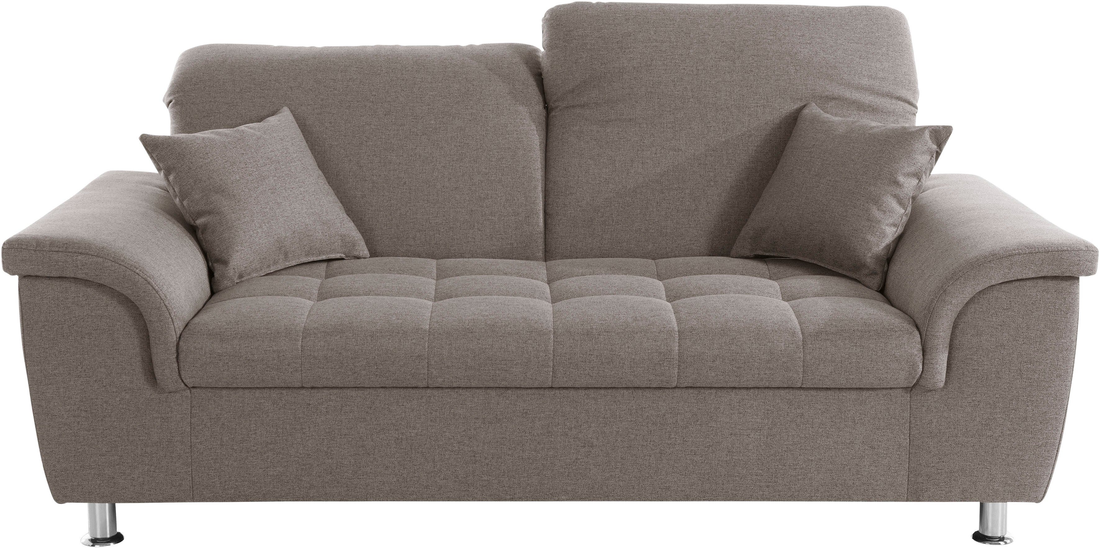 DOMO collection 2-zitsbank Franzi, tijdloos & elegant, moderne zittingstikking naar keuze met verstelbare hoofdsteun, inclusief sierkussen