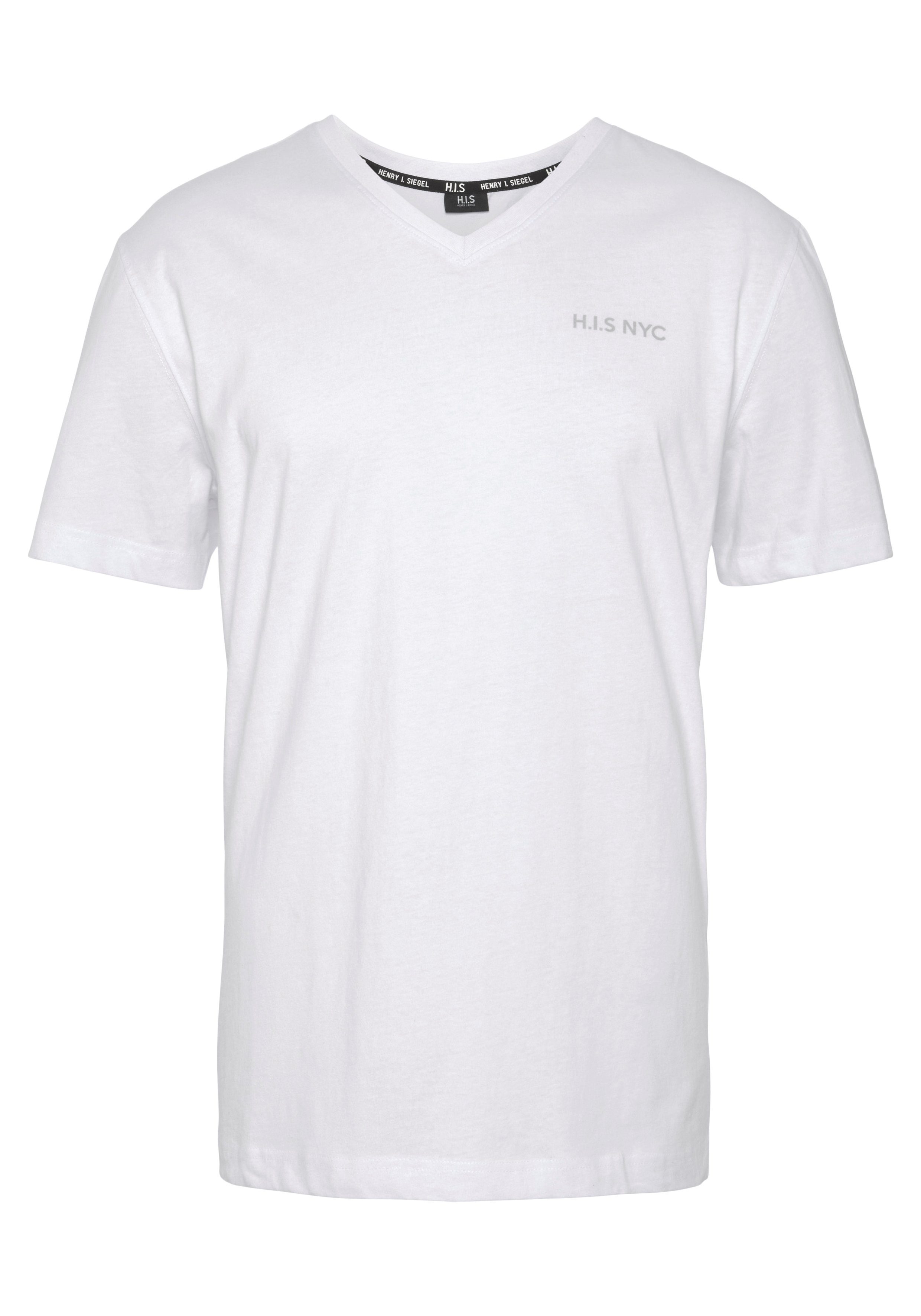 H.I.S Shirt met V-hals Korte mouwen, slim fit, van katoen (Set van 3)