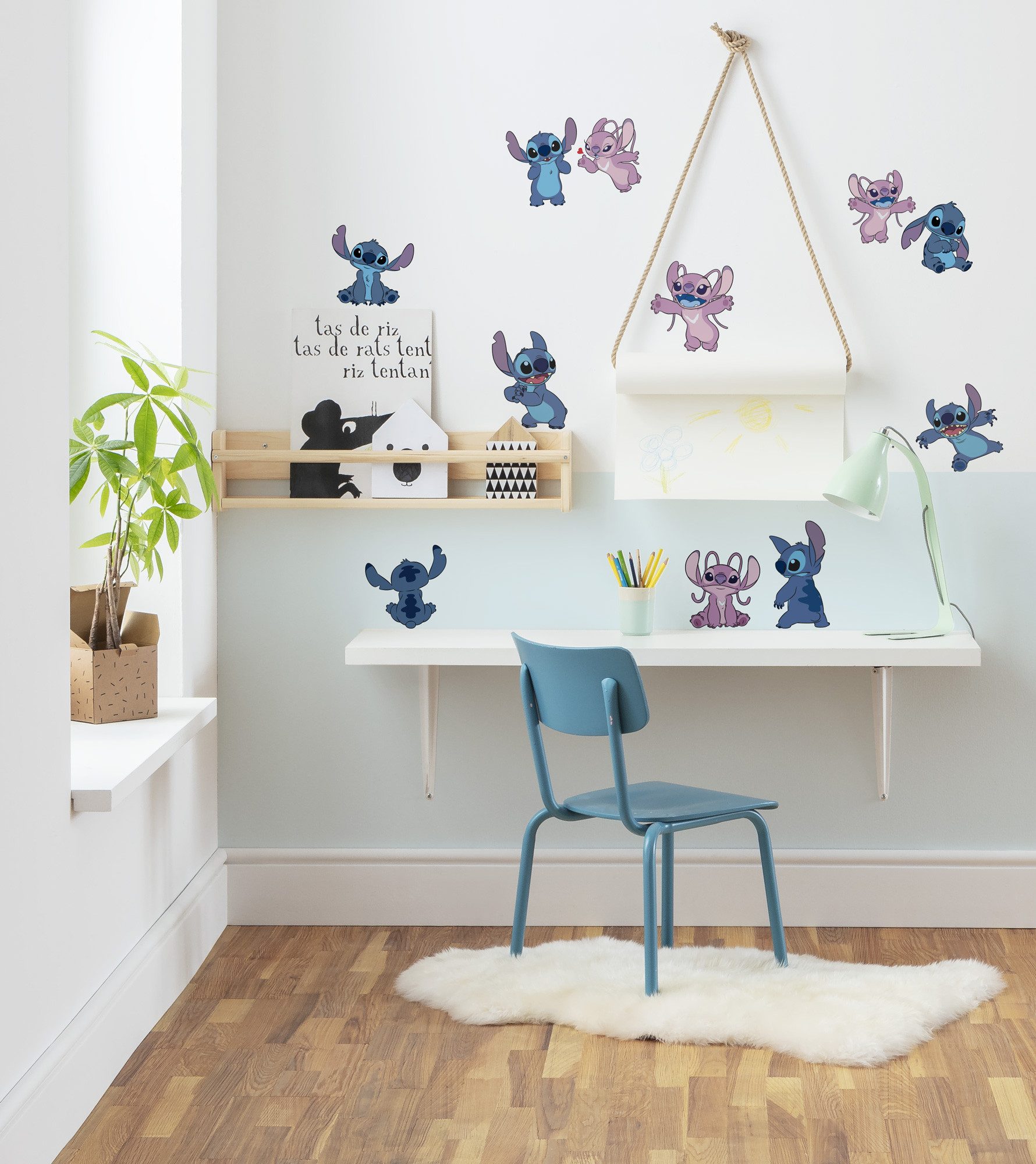 Komar Wandfolie Stitch and Angel Happy - afm. 50 x 70 cm (12-delig) wandstickers multicolor