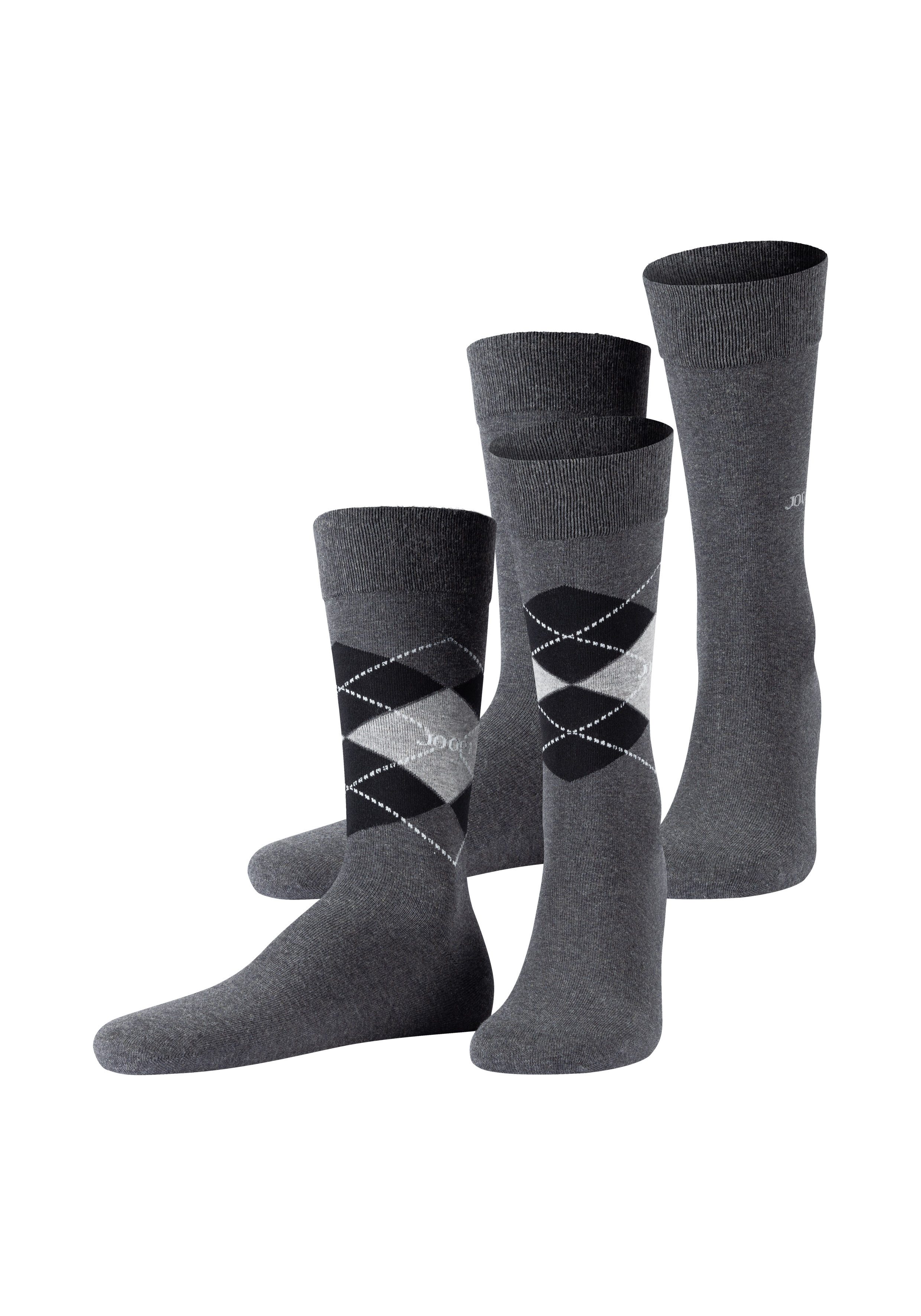 JOOP! Sokken Premium Essentials Premium kwaliteit, versterkte hiel, versterkte tenen, Argyle design (Set van 2)