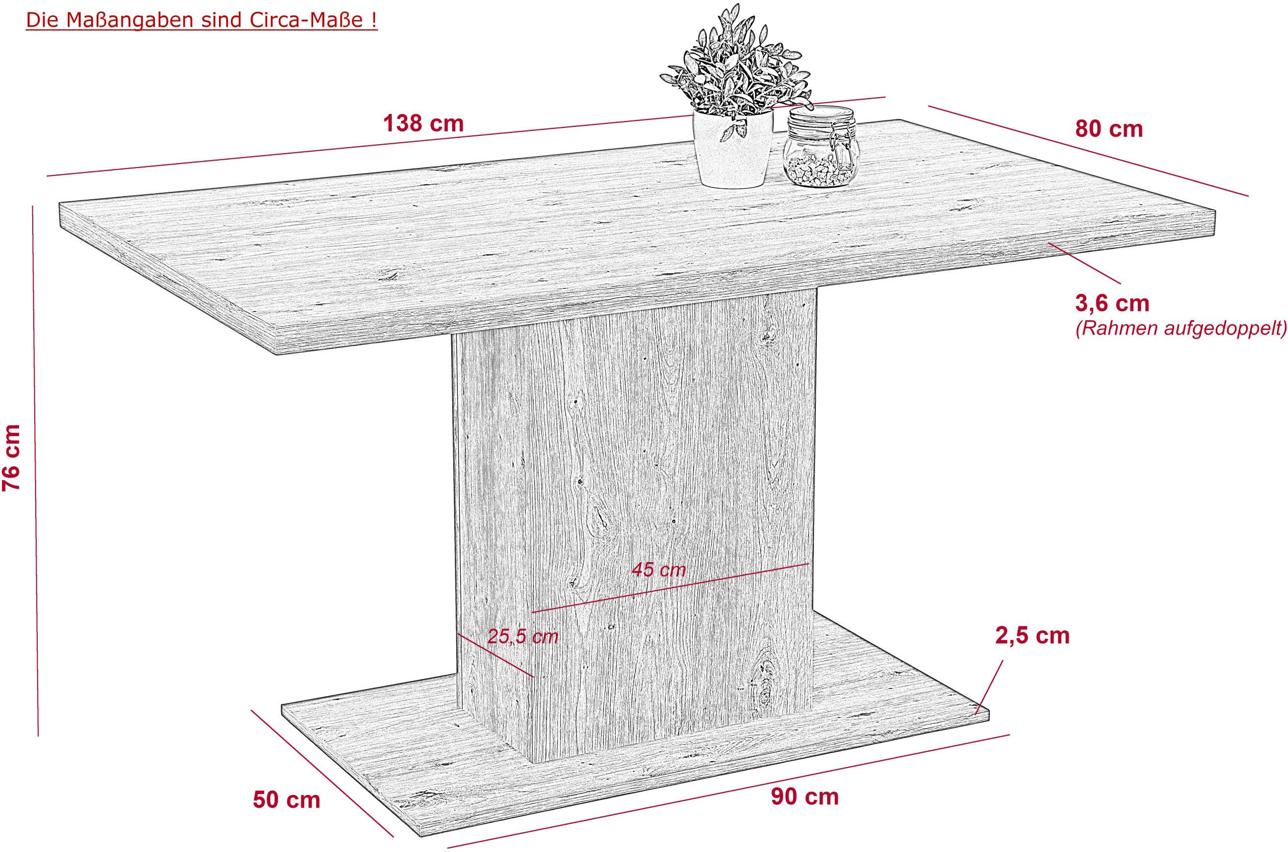 HELA Eethoek Oder Zuilentafel 138x80 cm, rechts-links monteerbaar, stoel 140 kg belastbaar (4-delig)