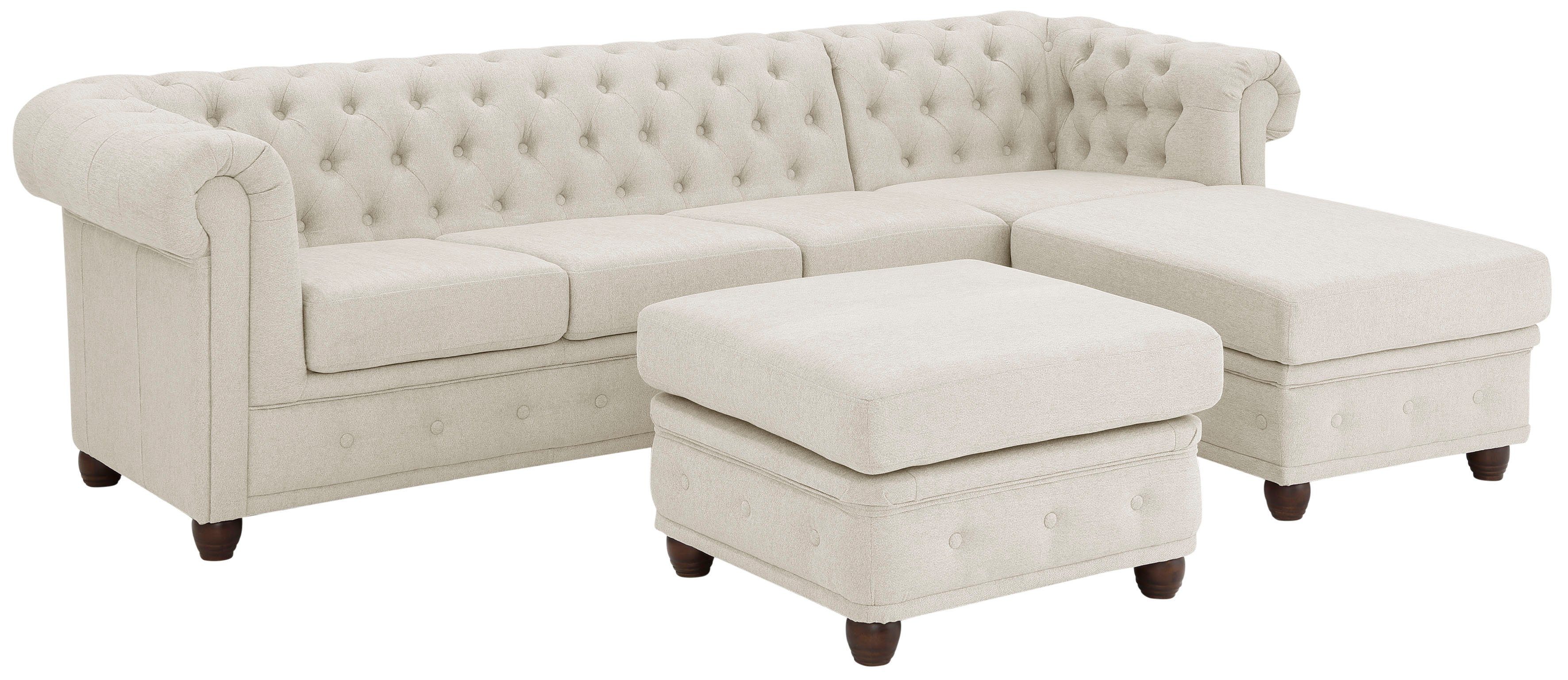 Home affaire Chesterfield-bank New Castle L-vorm hoogwaardige capitonnage in chesterfield-design, bxdxh: 255(171x72)