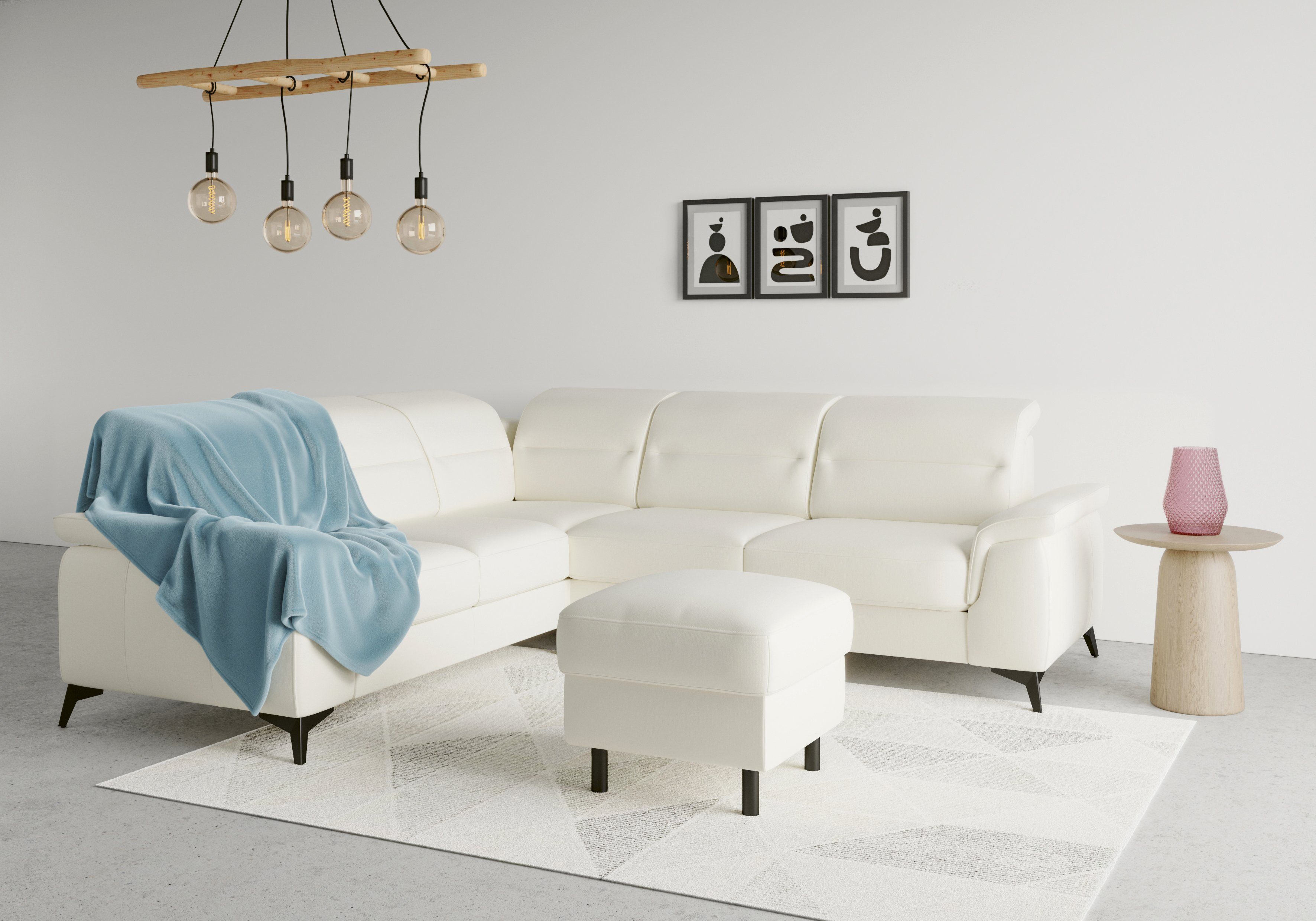 sit&more Hoekbank Sinatra L-vorm optioneel met verstelbare hoofdsteun en armleuning, metalen poten