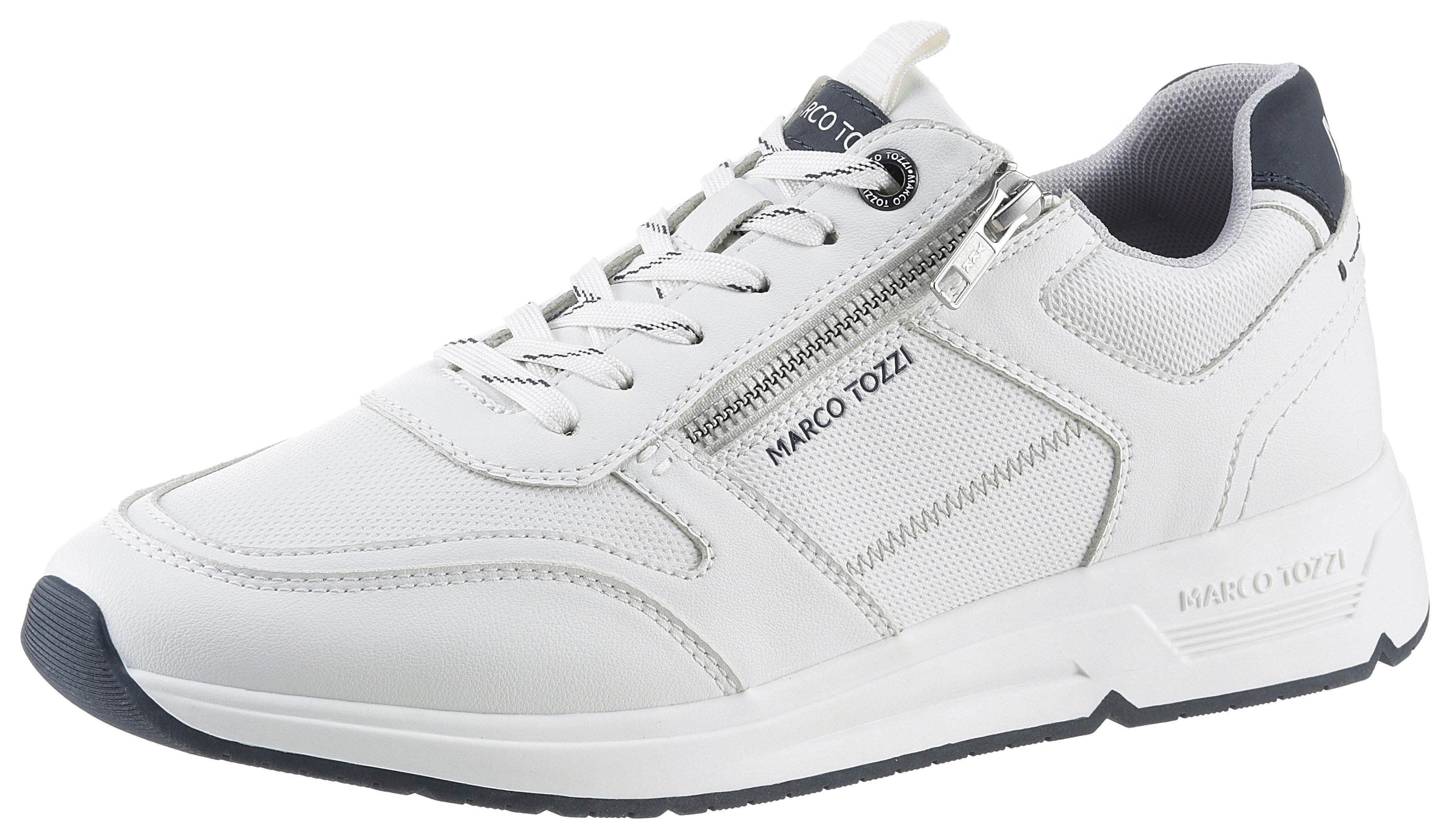 Marco Tozzi Sneakers met sleehak , vrijetijdsschoen, halfschoen, veterschoen met praktische rits heren lage sneakers maat 40 wit