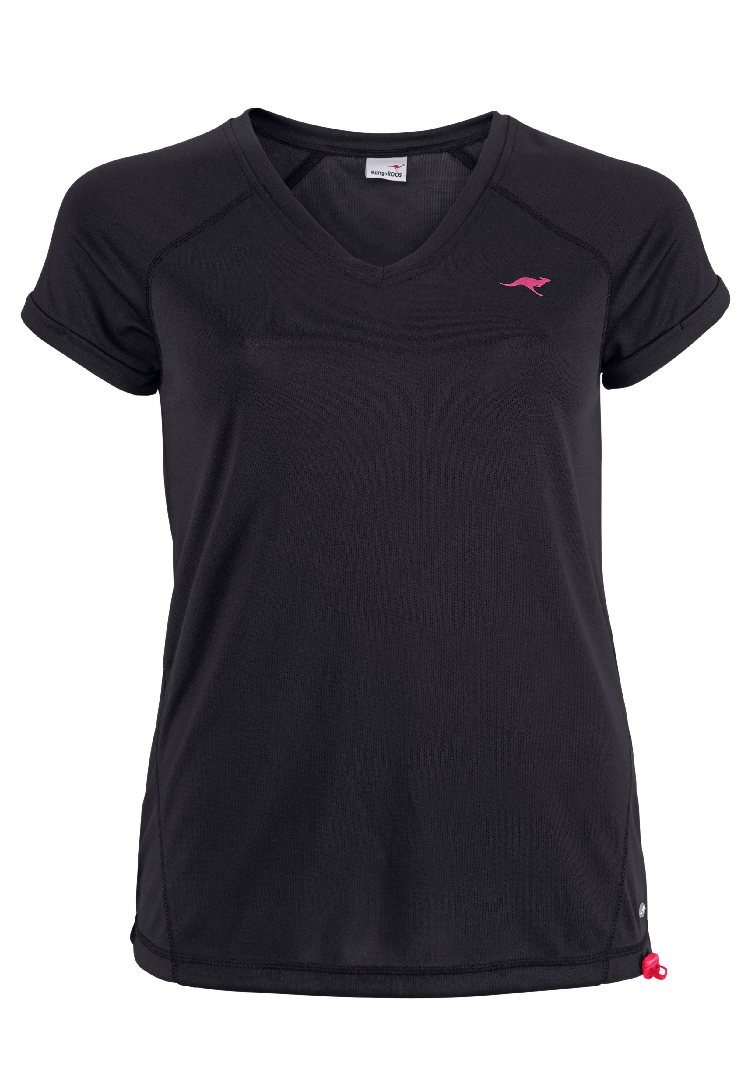 KangaROOS Functioneel shirt Korte mouwen, figuurvolgend, heupbedekkend, met V-hals