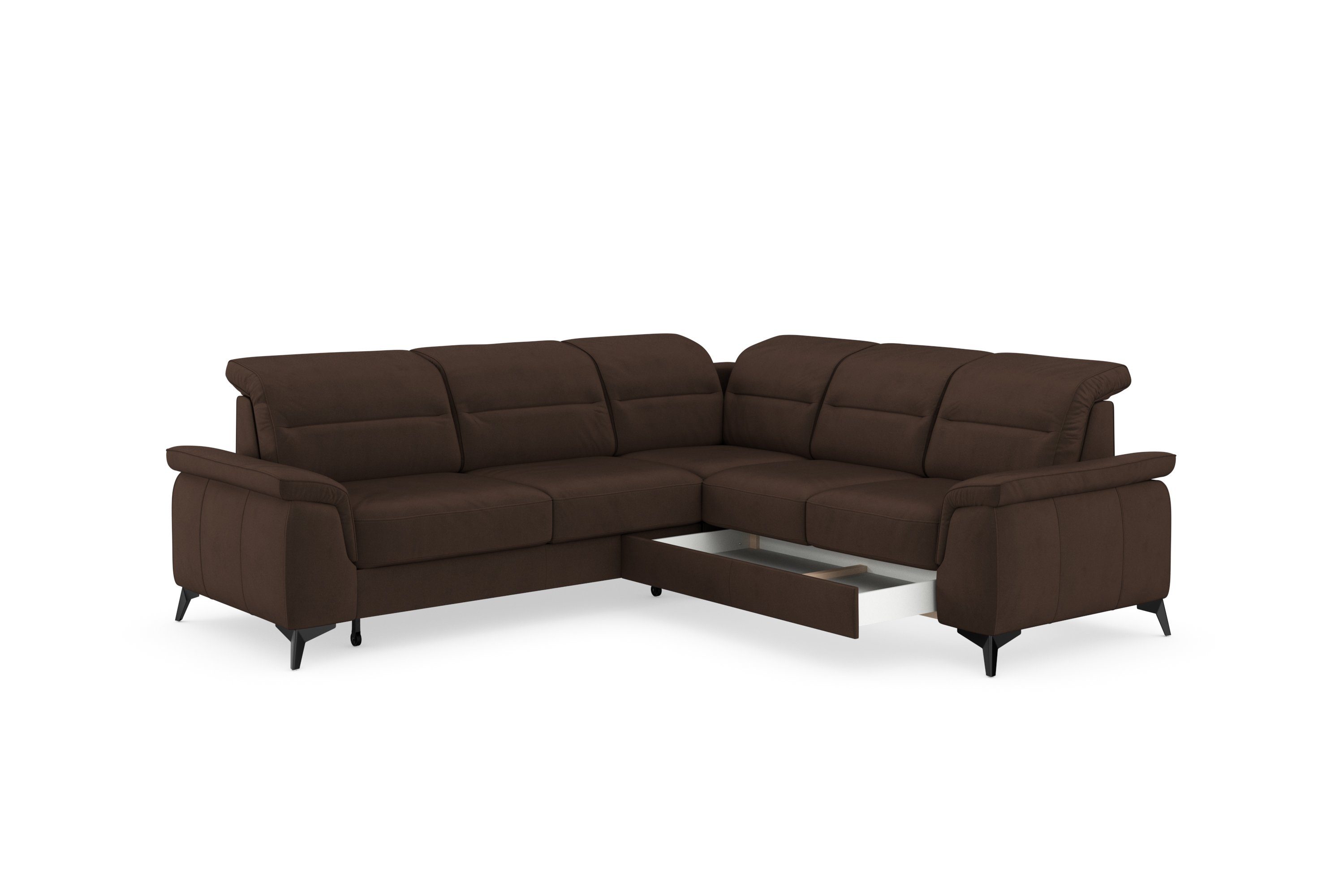 sit&more Hoekbank Sinatra L-vorm optioneel met verstelbare hoofdsteun en armleuning, metalen poten