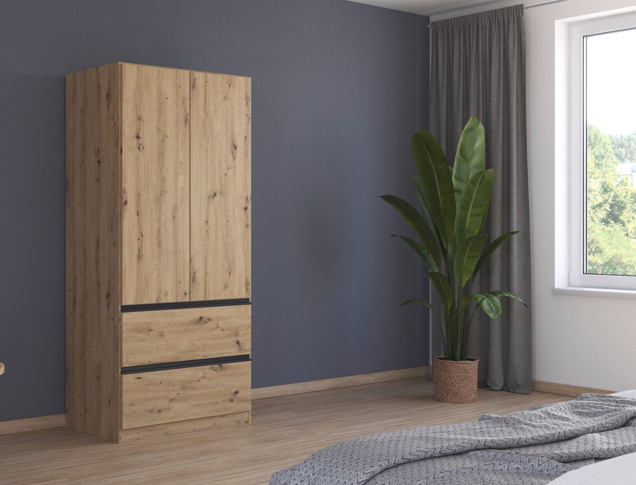 rauch Draaideurkast Kledingkast Kast Garderobe Wasmand COSTA in 3 Breedtes veel ruimte, greeploze front en push-to-open functie made in germany