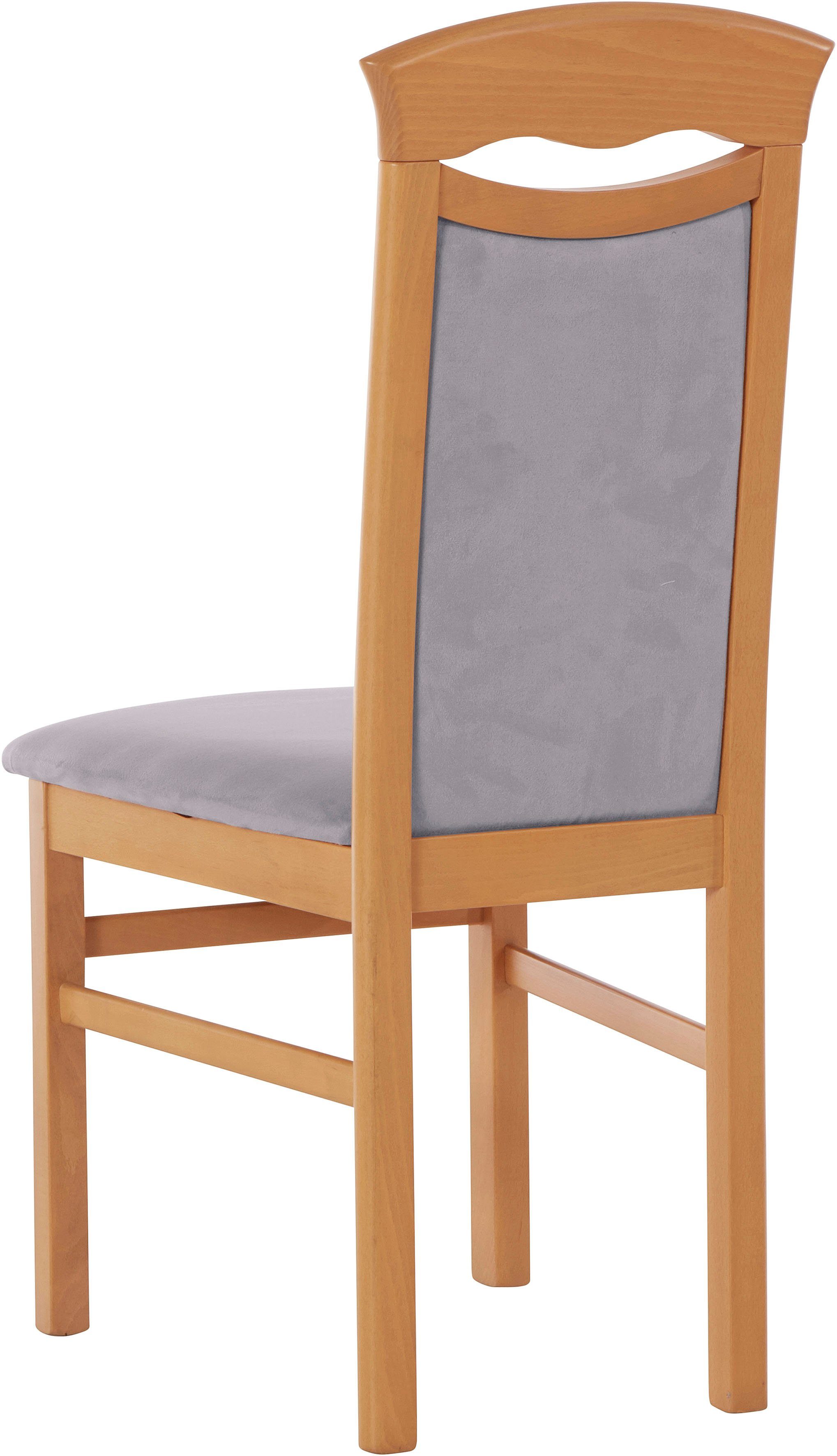 Home affaire Eetkamerstoel Franz slijtvast microvezel, onderstel beuken naturel of wit, houten stoel (set, 2 stuks)