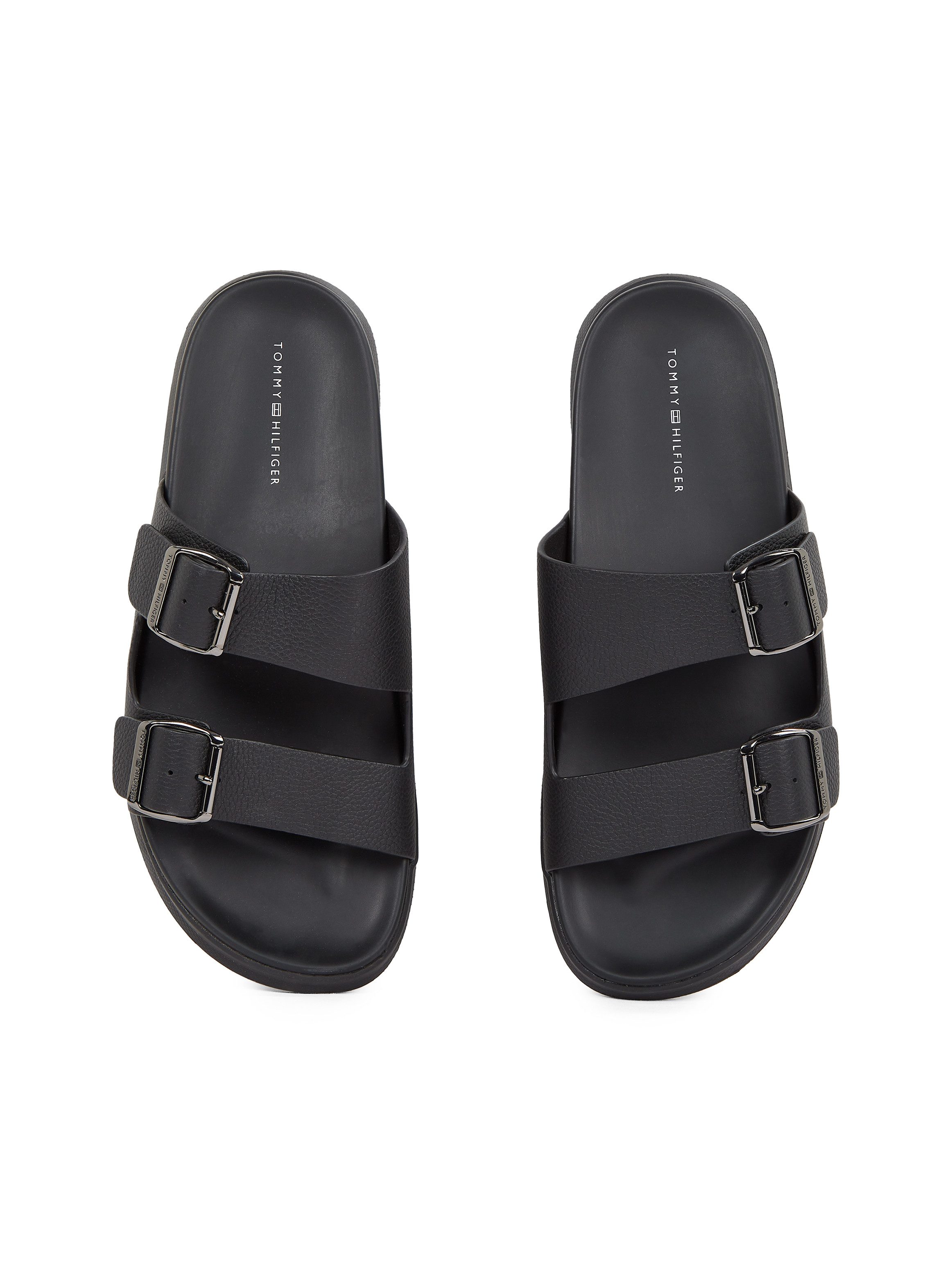 Tommy Hilfiger Slippers D DENSITY HILFIGER LTH SAND , zomerschoen, comfortabele schoen, instapschoen met verstelbare gespen