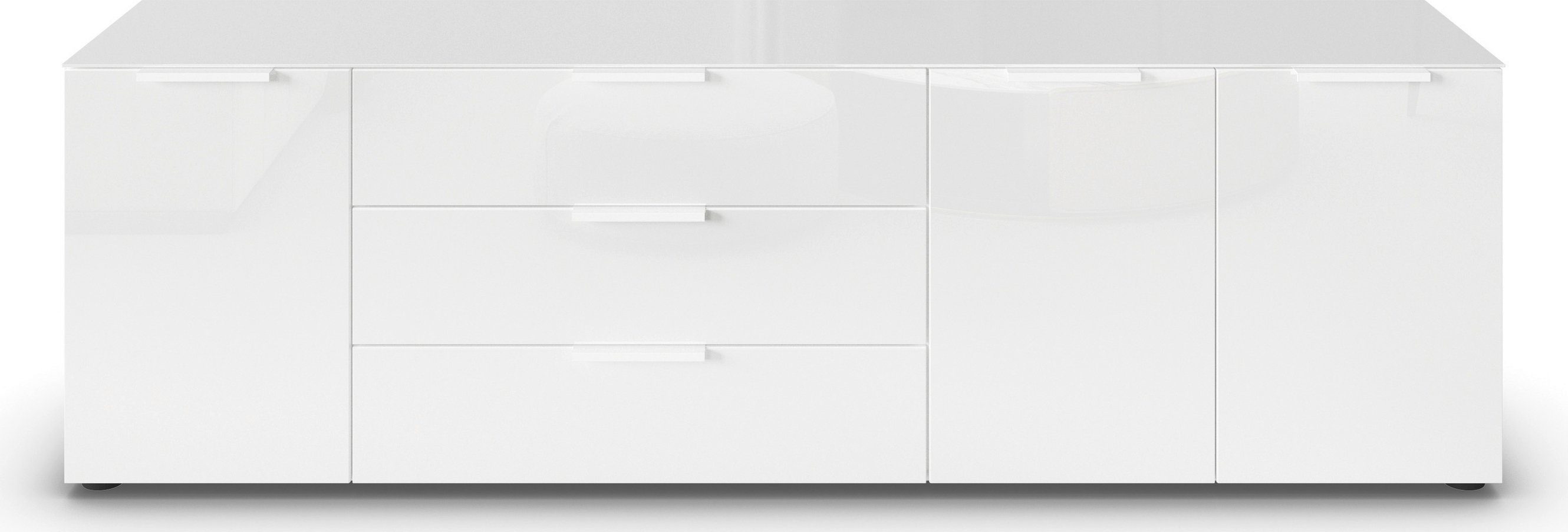 rauch Kast met laden en deuren Flipp 3-deurs, 3 lades, soft-close functie, bovenblad en glazen front