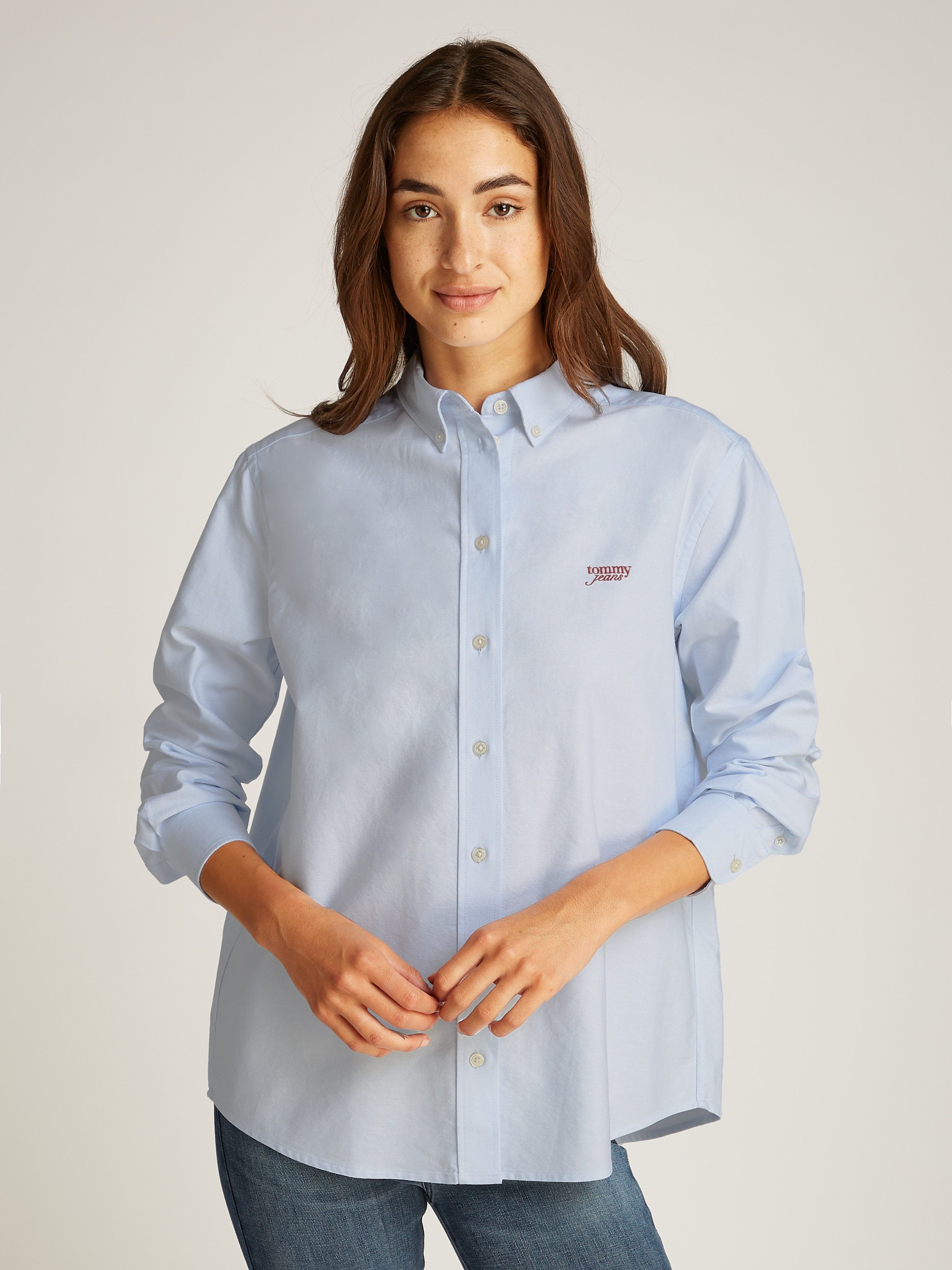 TOMMY JEANS Dames Blouses Tjw Rlx Script Oxford Shirt Lichtblauw