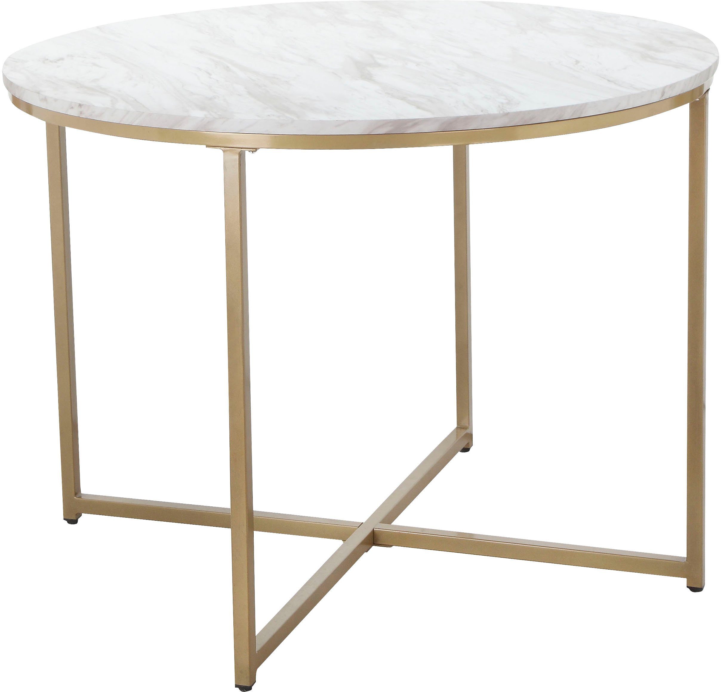 Leonique Eettafel Gondat met tafelblad in marmer-look, onderstel van metaal goudkleurig, hoogte 76 cm (1 stuk) eettafels maat 90 cm x 76 cm x 90 cm