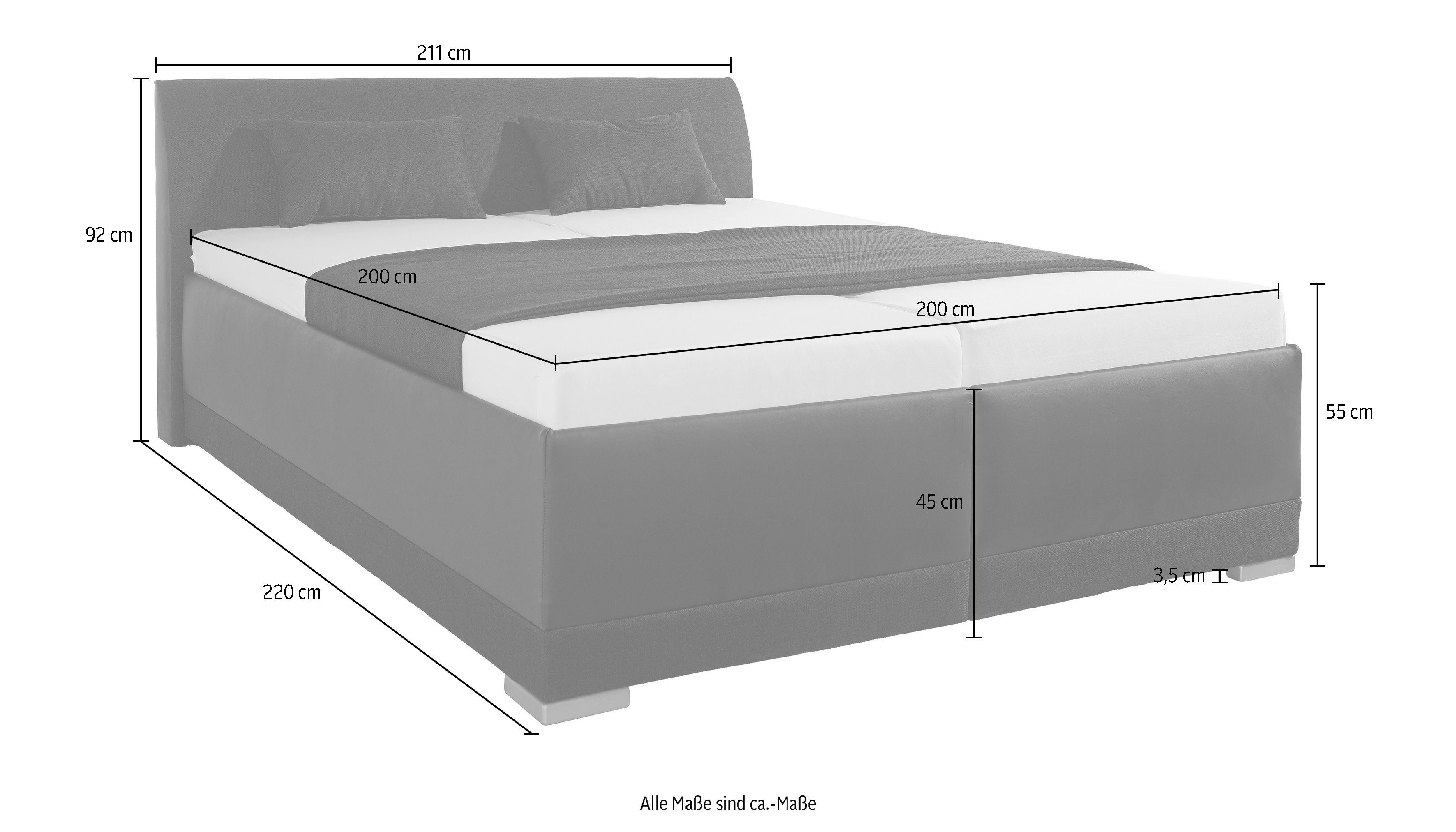 Maintal Gestoffeerd bed Makana met bedlade, ook beschikbaar in h4