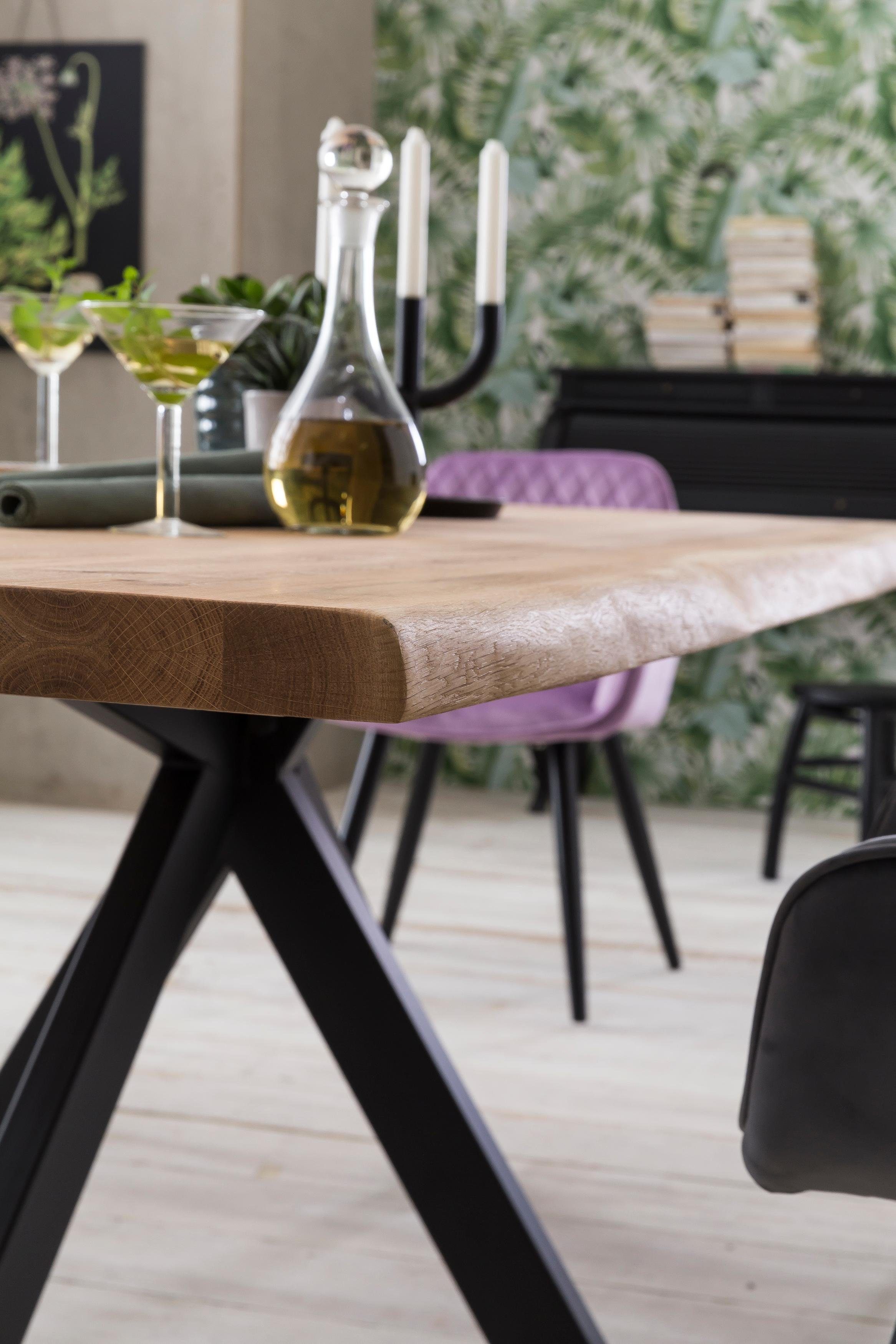 Home affaire Eettafel TRISTAN Massief wild eiken met echte boomrand