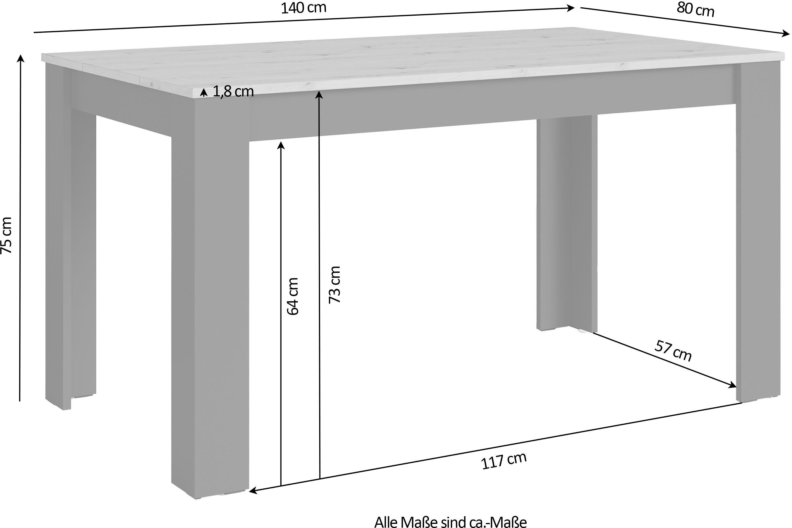 byLIVING Eettafel Nori Keukentafel in eikenlook, frame in antraciet of wit
