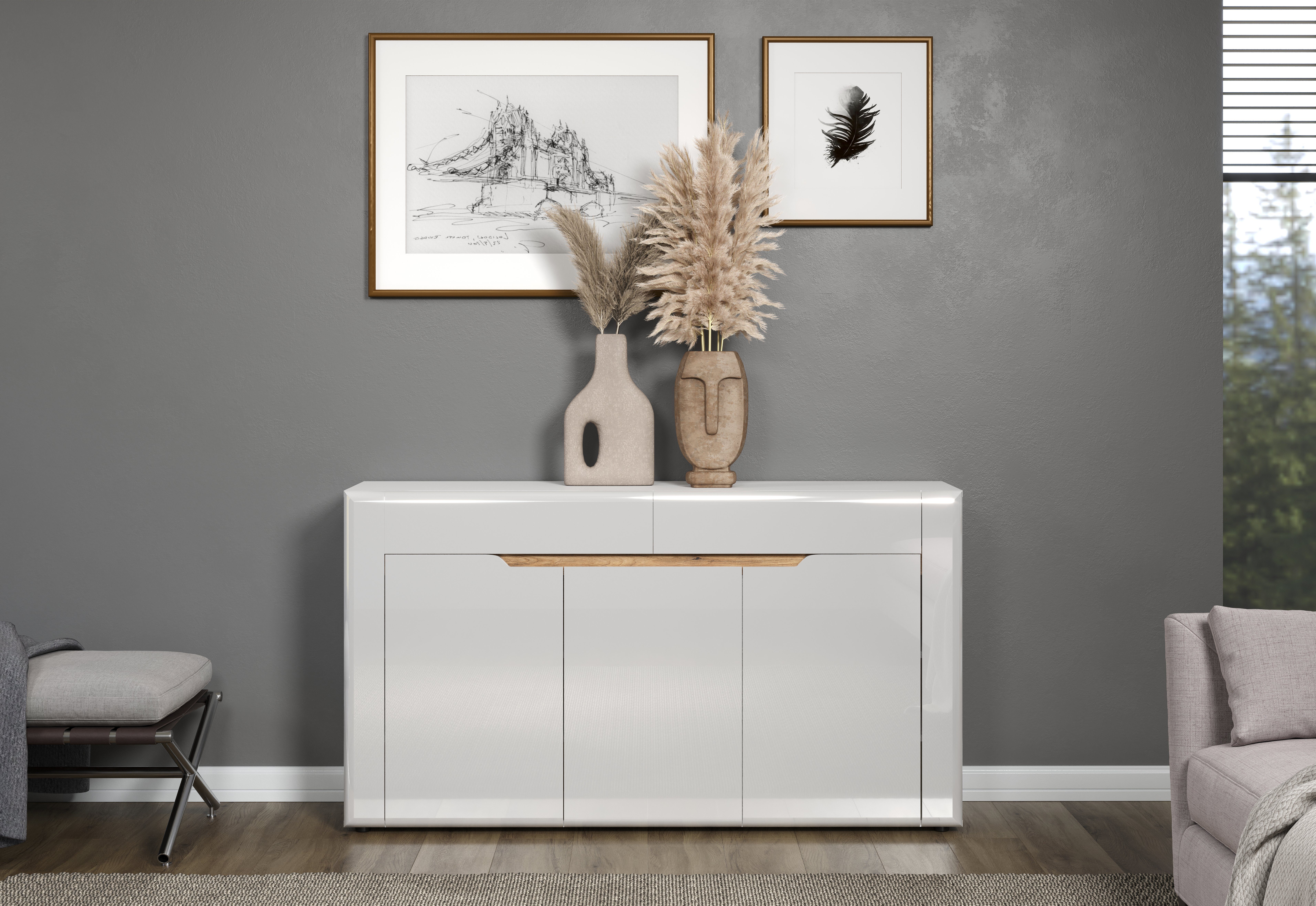 INOSIGN Dressoir Graz Afm. gemonteerd (B/D/H in cm): 150x39x84 - hoogglansfront (1 stuk)