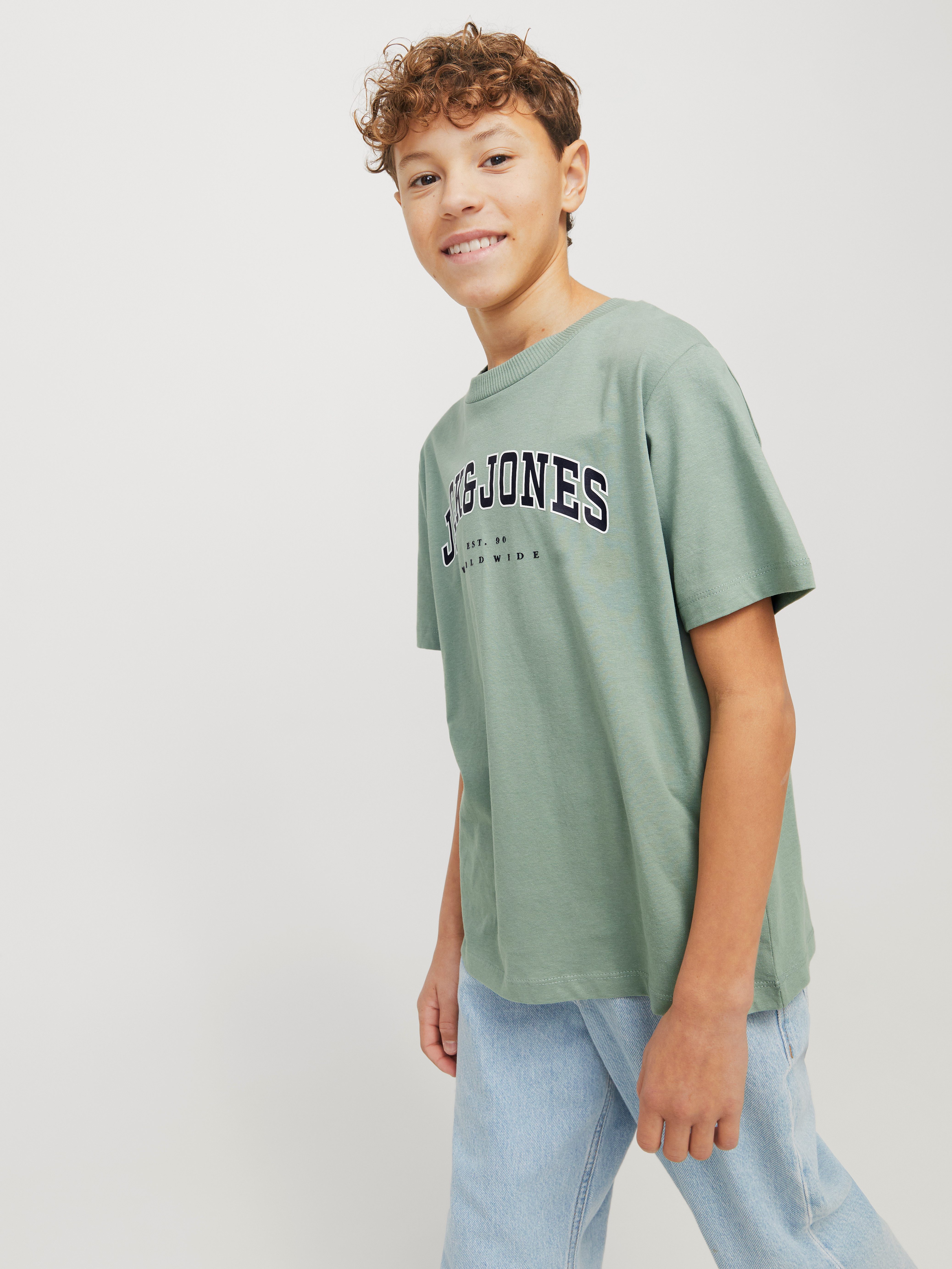 Jack & Jones Junior Shirt met ronde hals JJECALEB VARSITY TEE SS O-NECK NOOS JNR