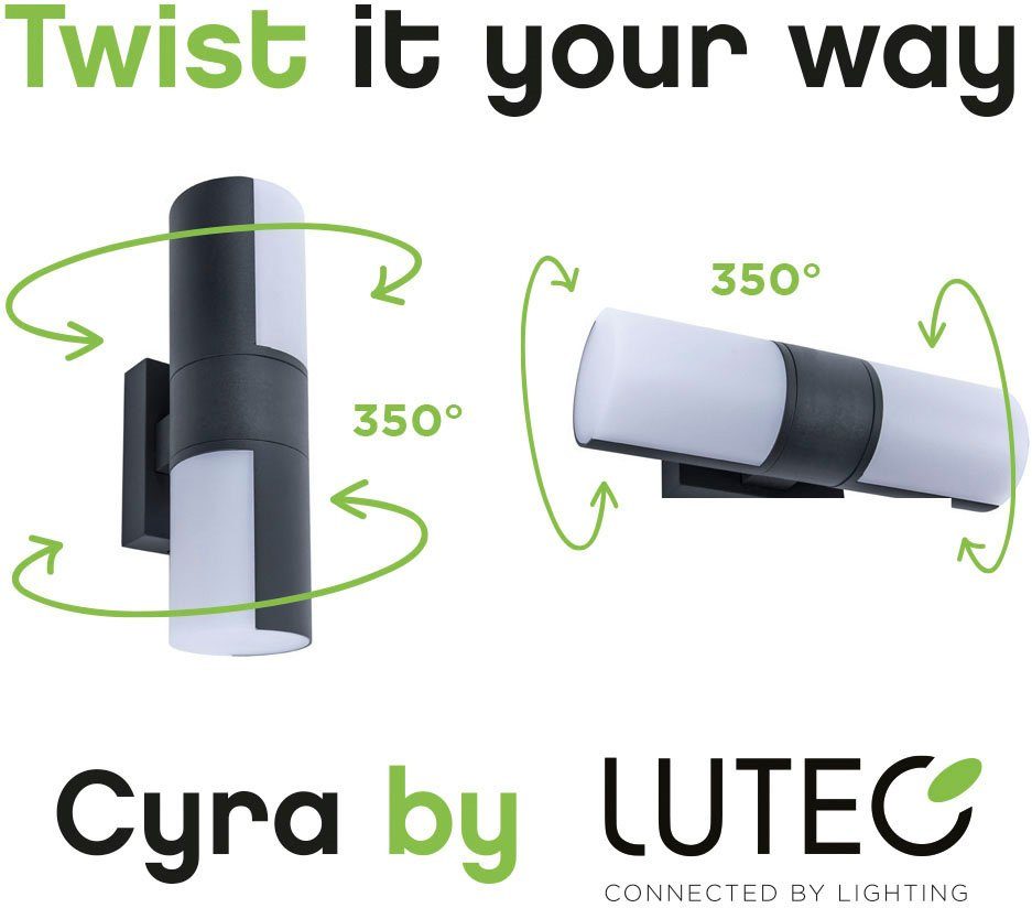 LUTEC Ledwandlamp voor buiten CYRA draaibaar (1 stuk)