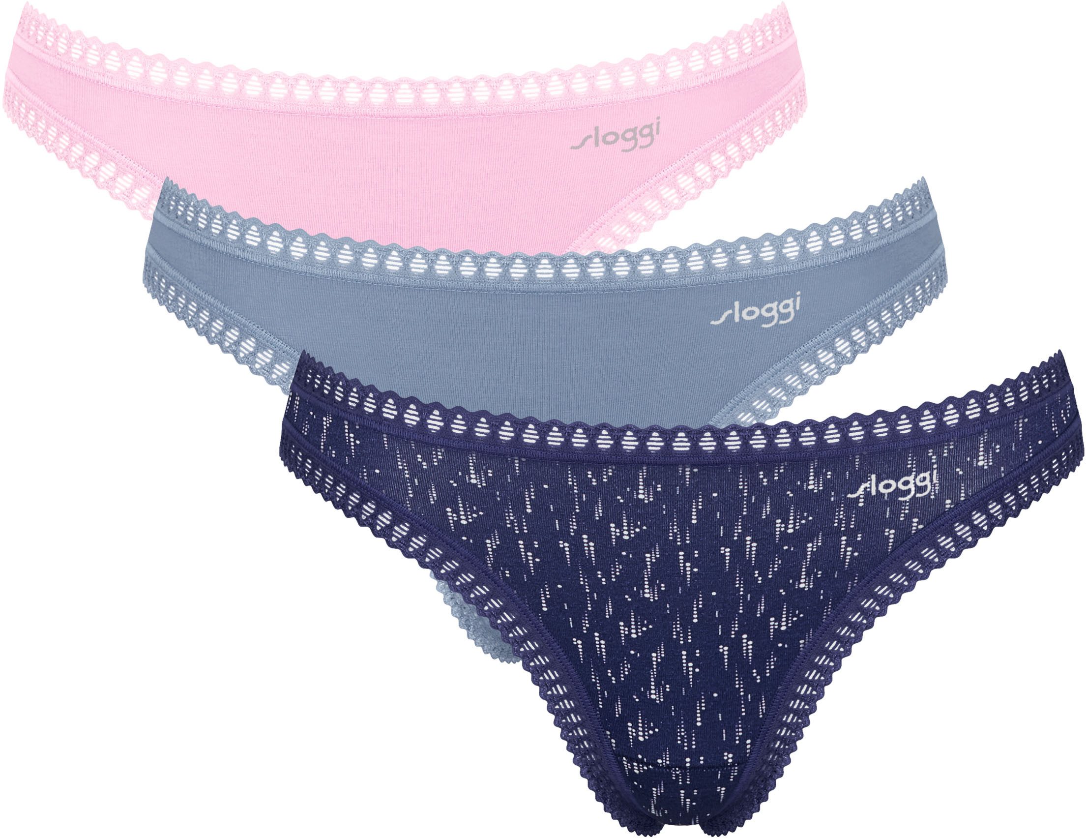 Sloggi String GO Crush met kanten details (Set van 3) dames strings maat L multicolor