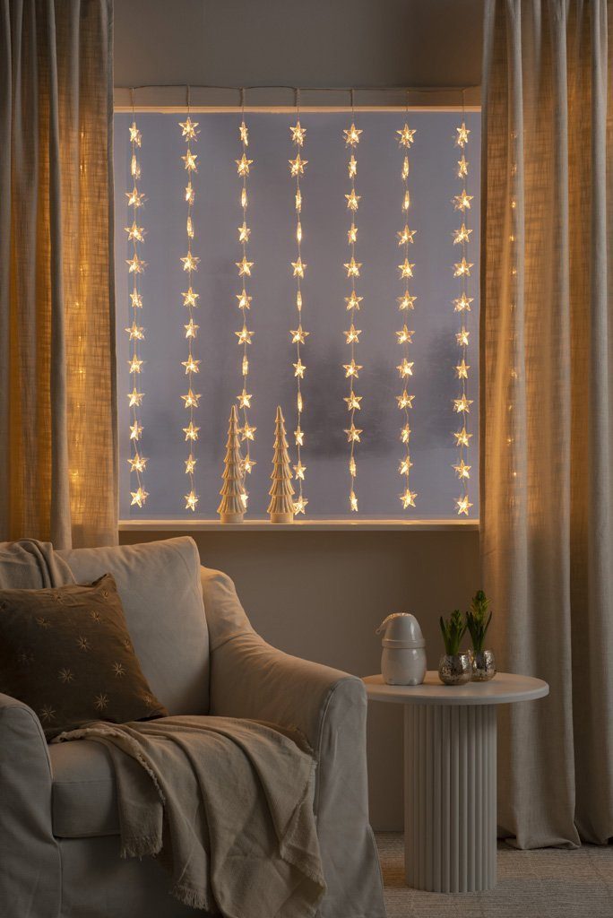 KONSTSMIDE Led-lichtgordijn Kerst versiering 120 sterren, 120 amberkleurige diodes