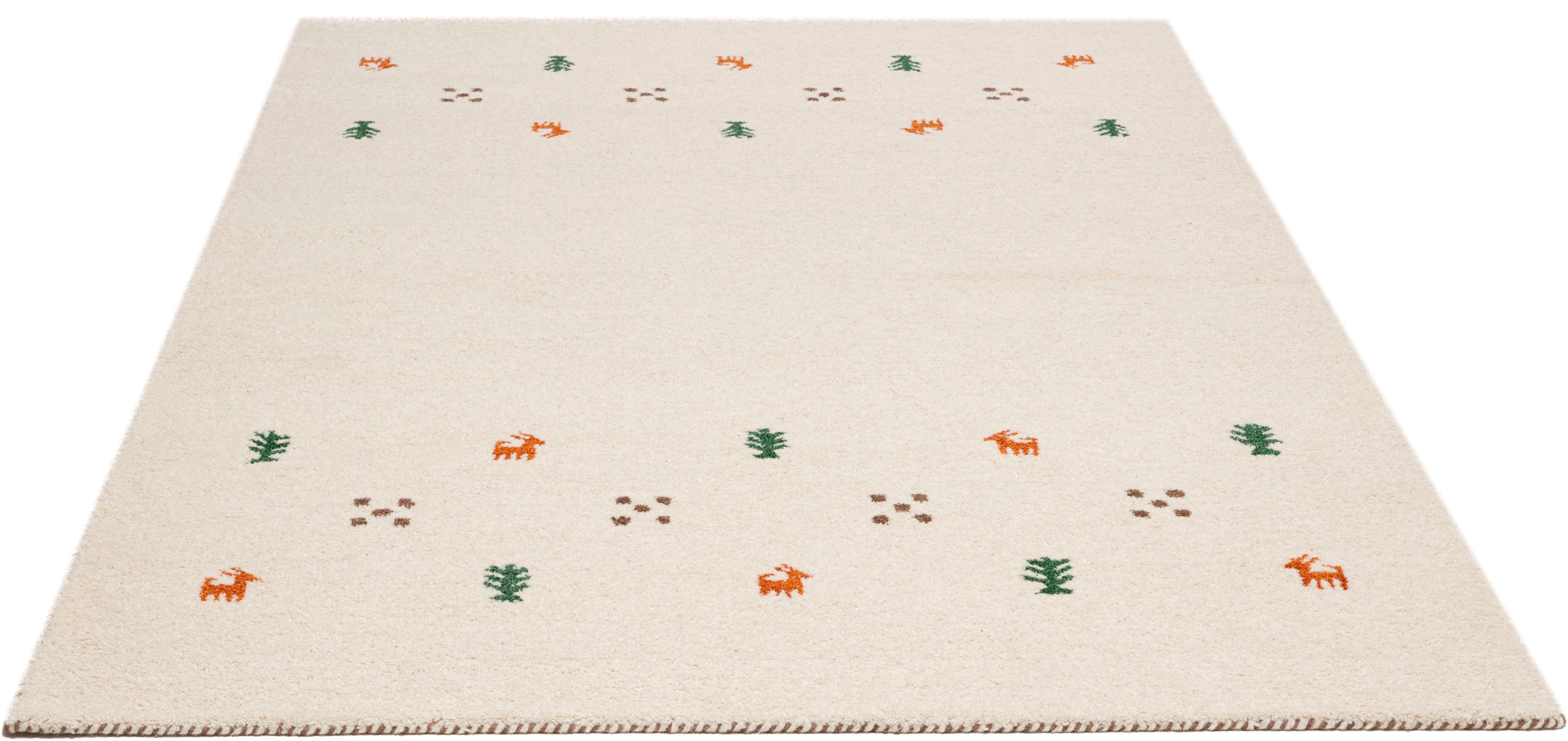THEKO Wollen kleed Gabbeh motief, handgeweven tapijt, dierenmotief, 100% wol, handgeweven