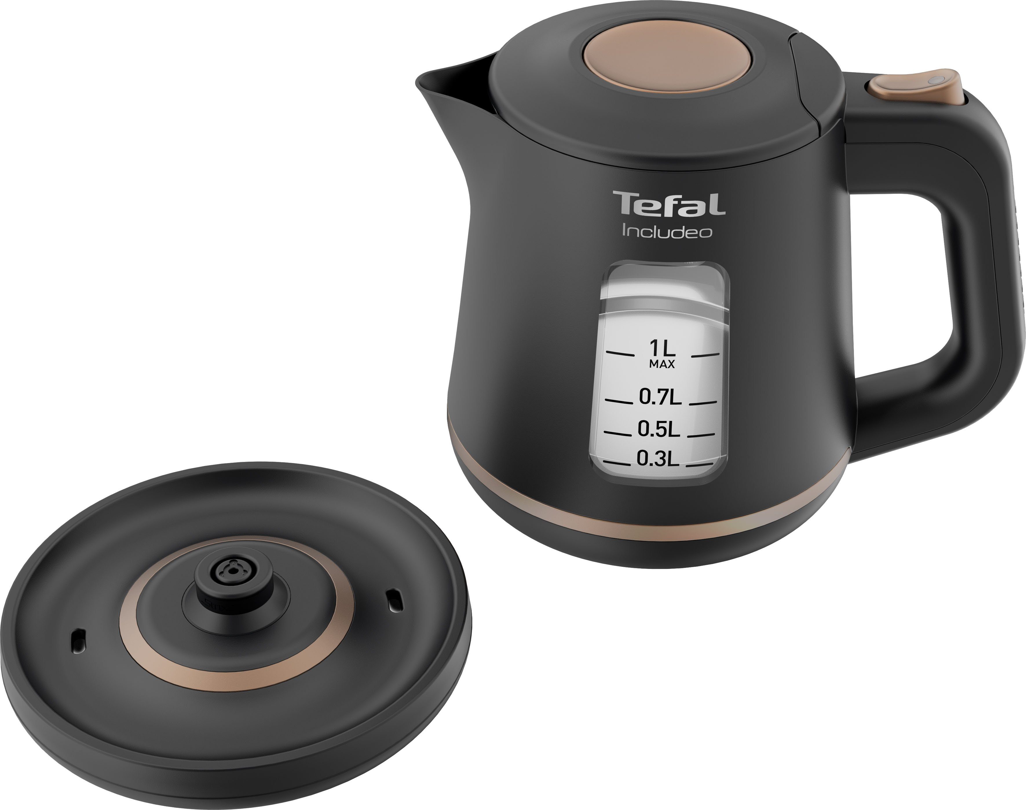 Tefal Waterkoker KI5338 Includeo, 1 l, Antisliphandgreep, waterniveauaanduiding, uitneembare filter