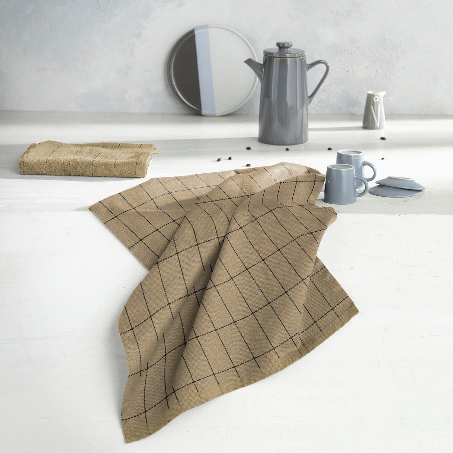 DDDDD Theedoek FENCE Keukenhanddoek van zachte frotté, 50 x 55 cm (set, 6-delig)