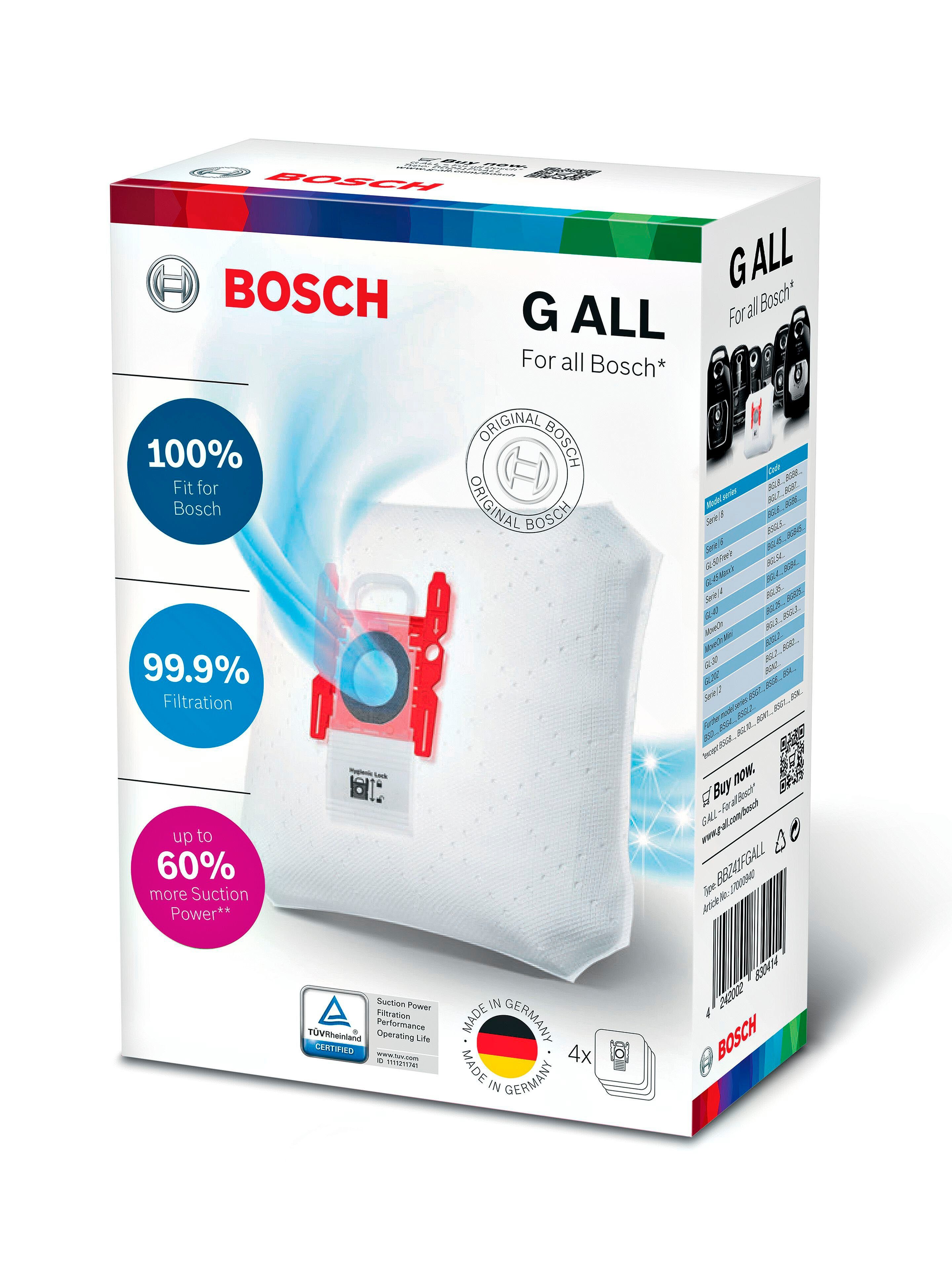 BOSCH Stofzuigerzak BBZ41FGALL PowerProtect (4 stofzakken) (1 stuk)