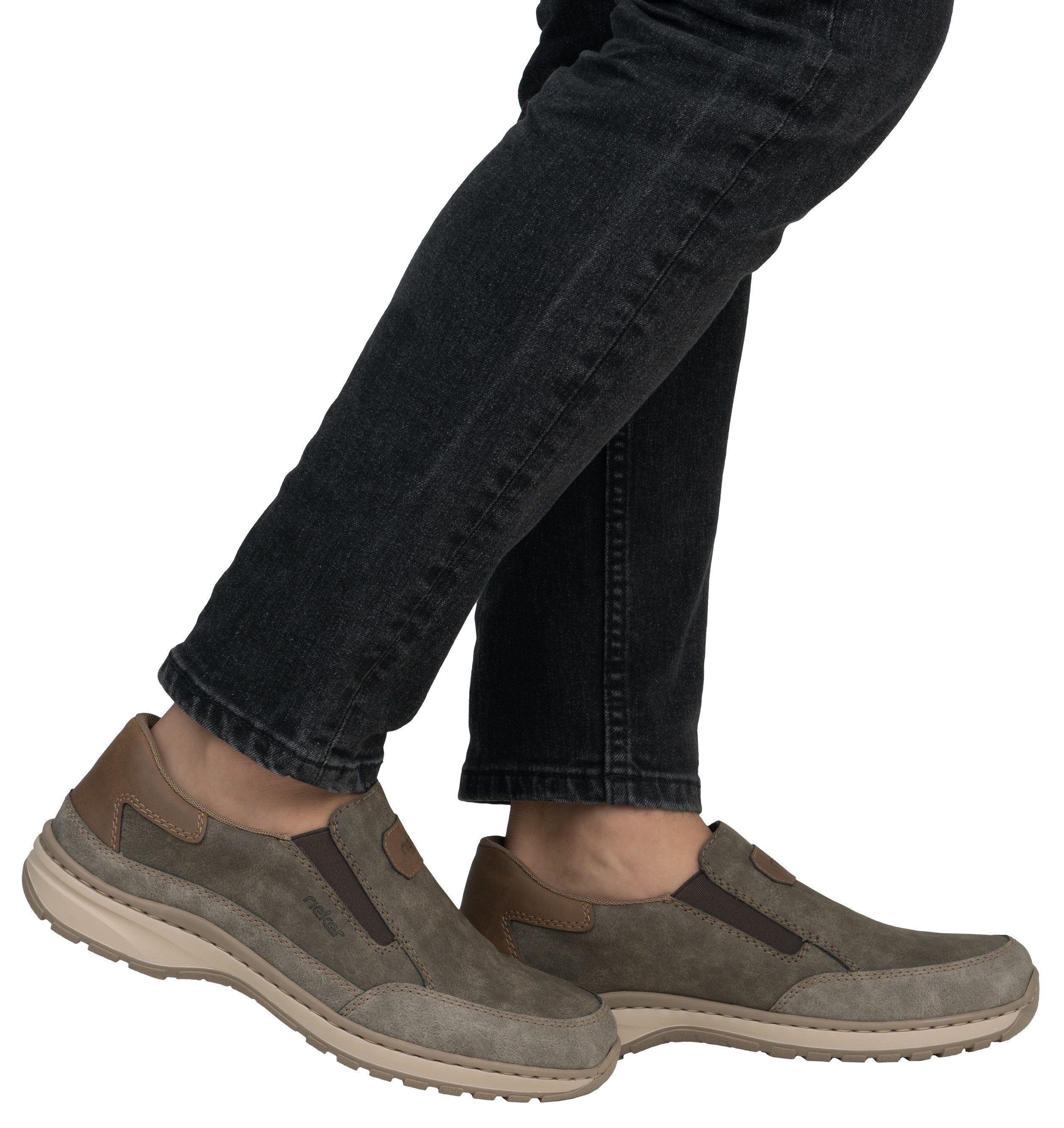 Rieker Instappers , slip-on sneaker, vrijetijdsschoen, lage schoen met elastische band